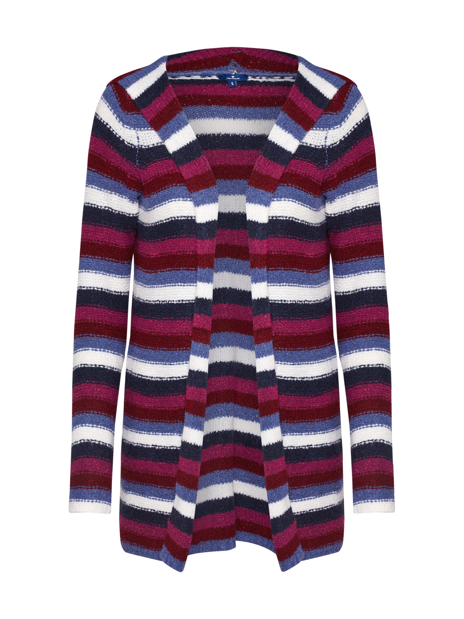 Tom Tailor Dames Gebreid Vest Blauw Rood tom tailor kopen in de aanbieding