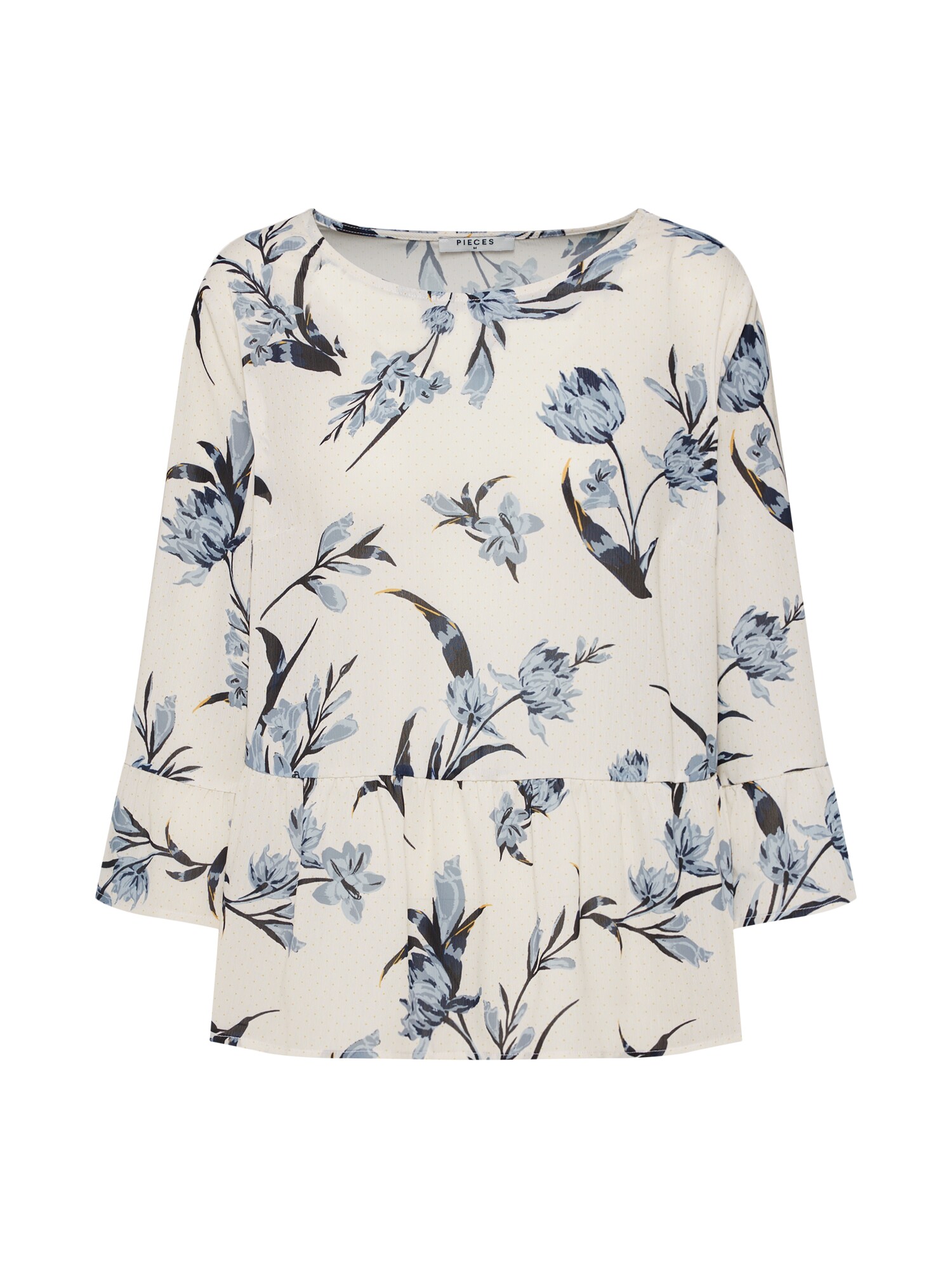 Pieces Dames Blouse Bridget Creme Lichtblauw pieces kopen in de aanbieding