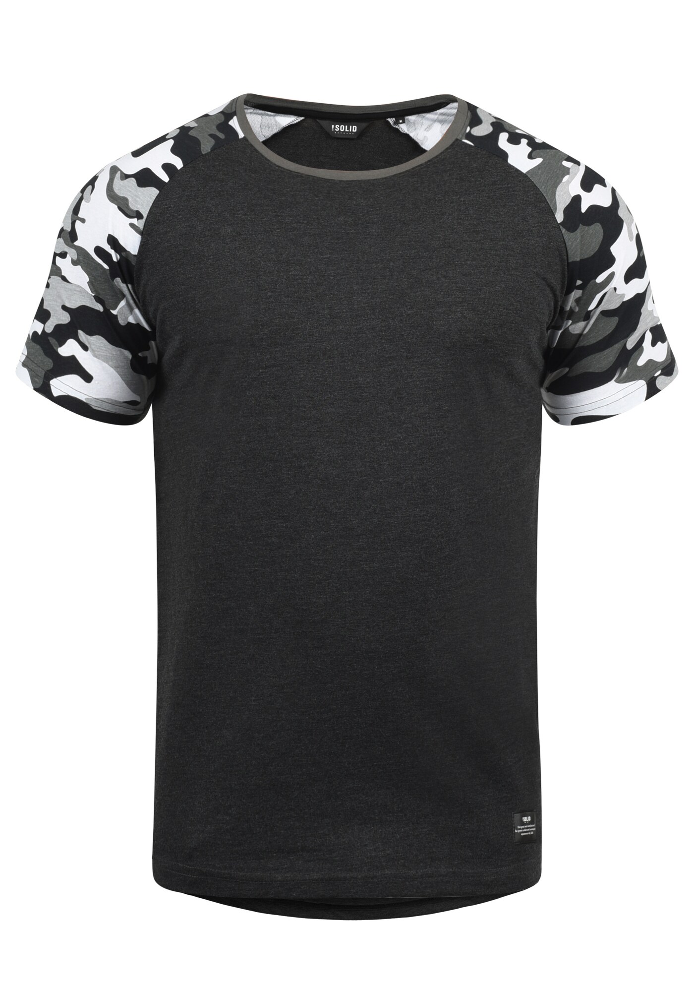 !Solid Camiseta 'Cahil'  gris / negro / blanco