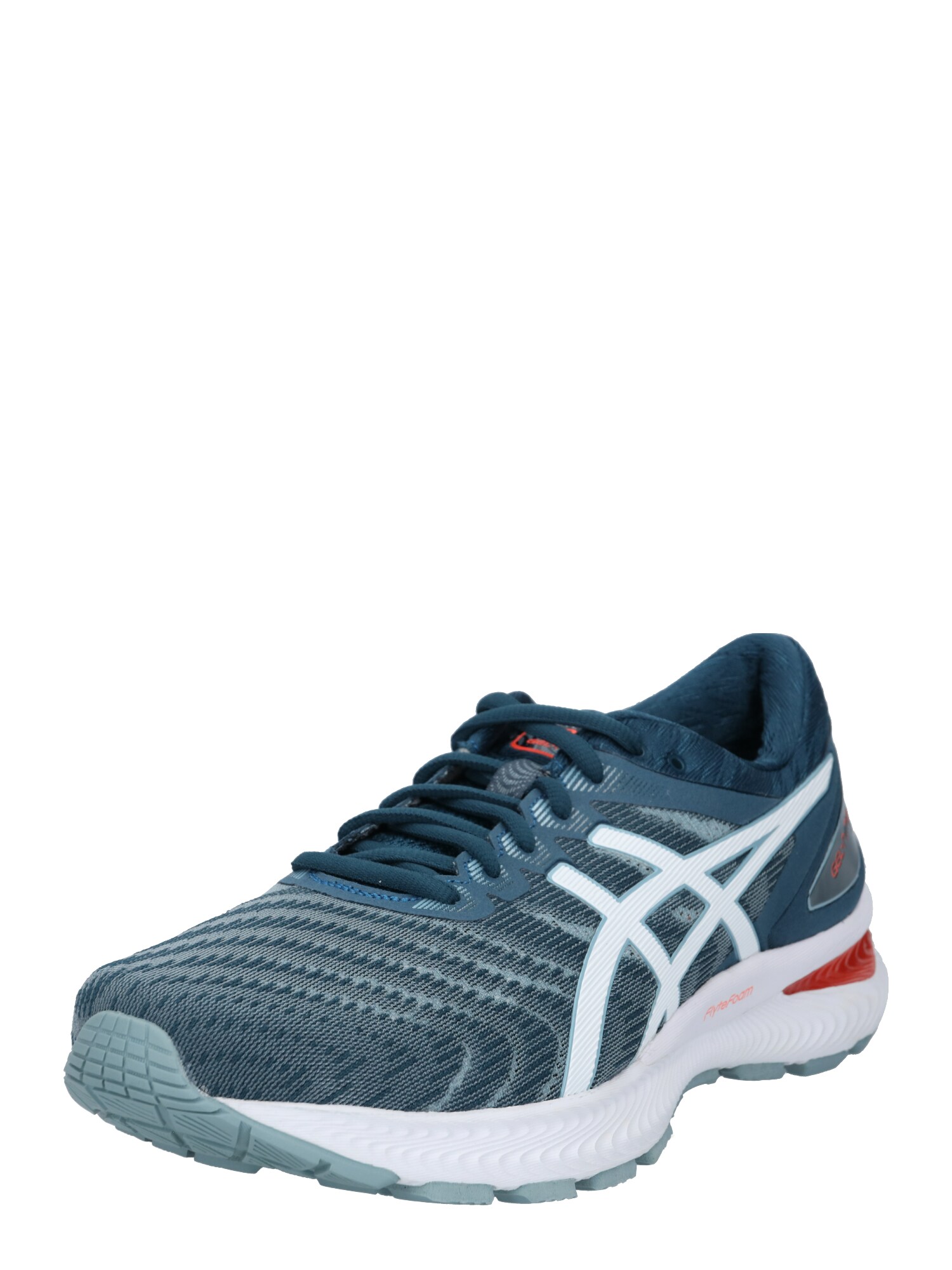 ASICS Bėgimo batai 'NIMBUS'  balta / benzino spalva / oranžinė-raudona
