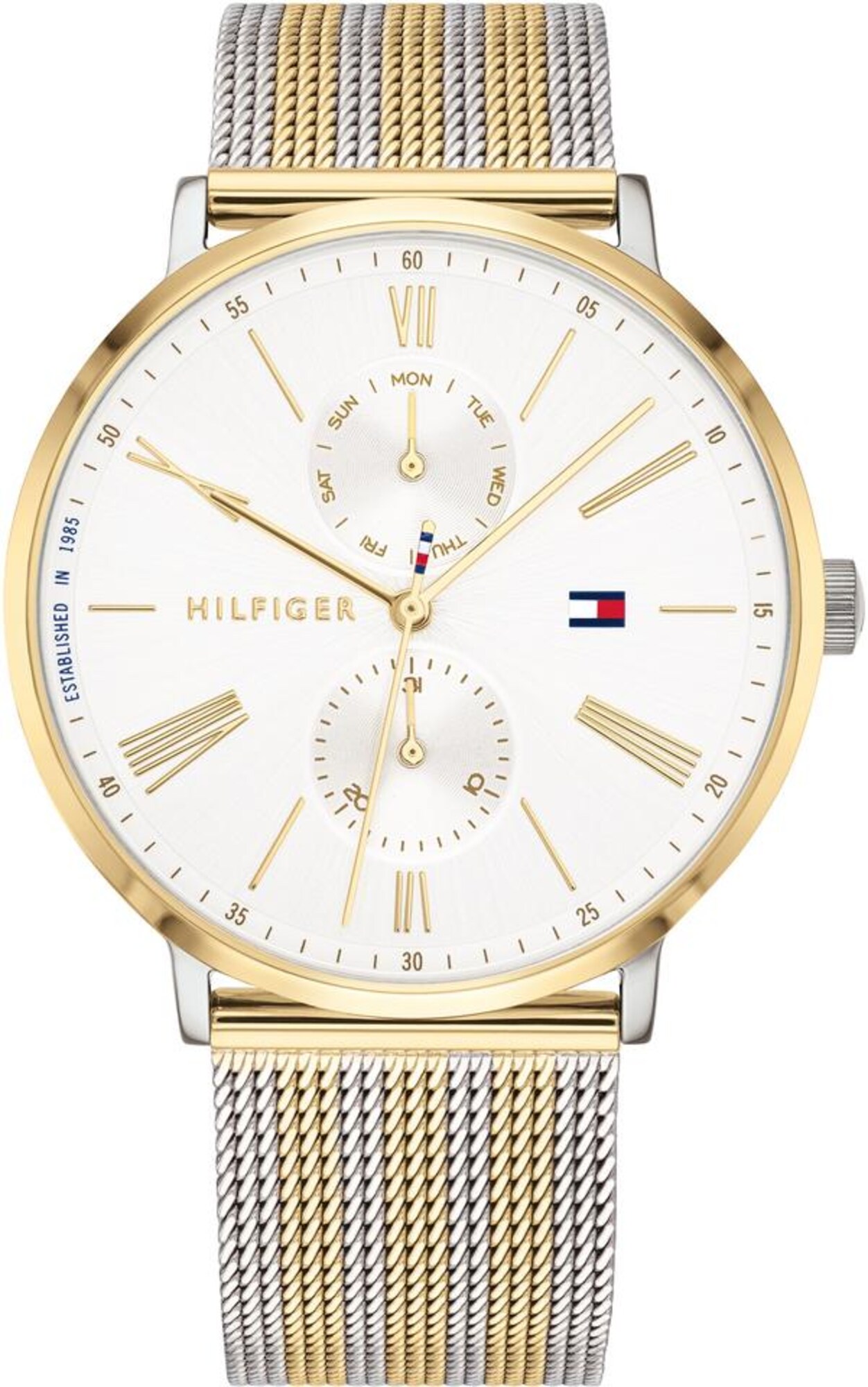TOMMY HILFIGER Analoginis (įprastinio dizaino) laikrodis 'Dressed Up, 1782074'  auksas / sidabrinė