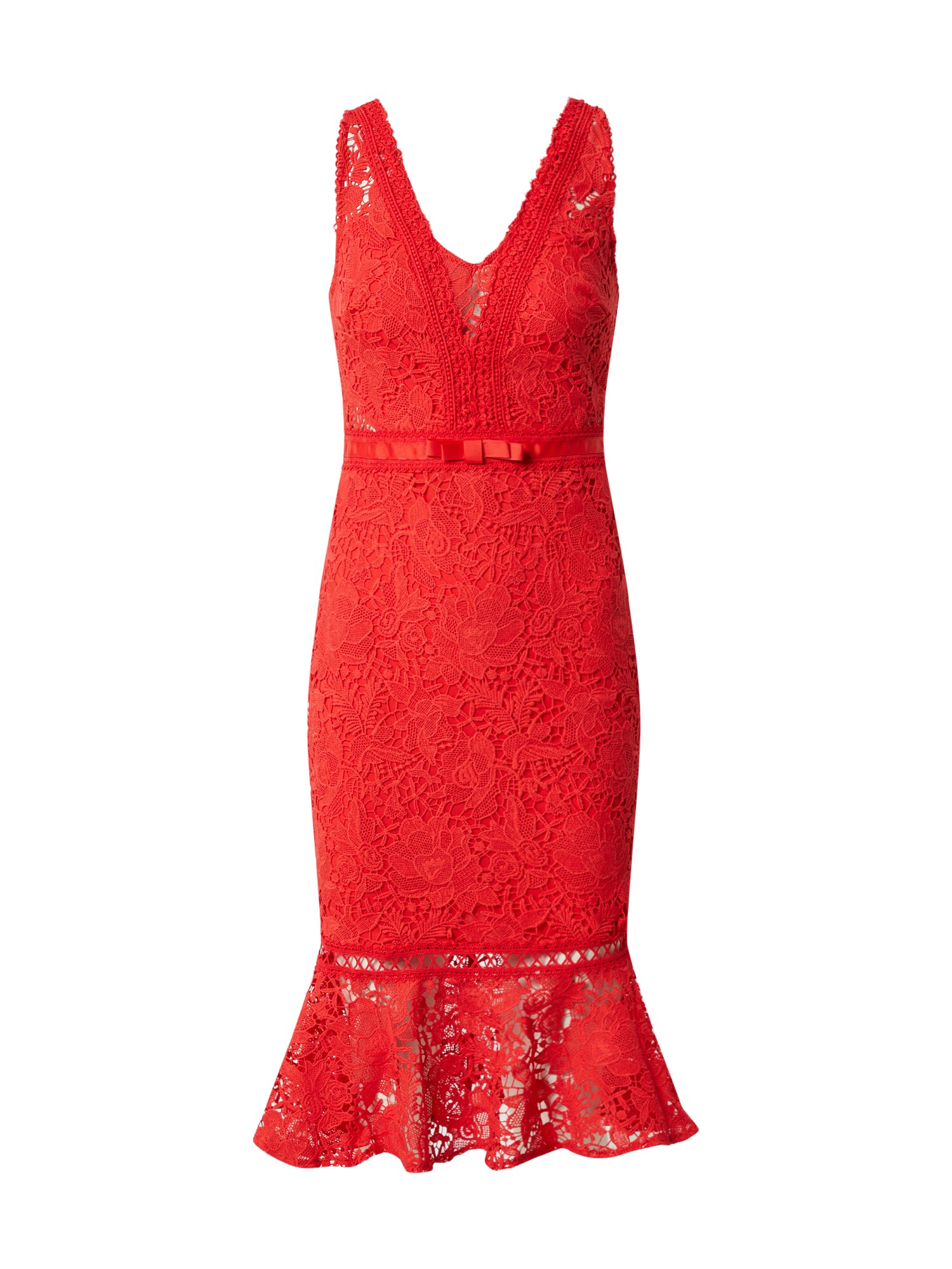 Lipsy Kokteilinė suknelė 'AC RED LACE BODYCON'  raudona