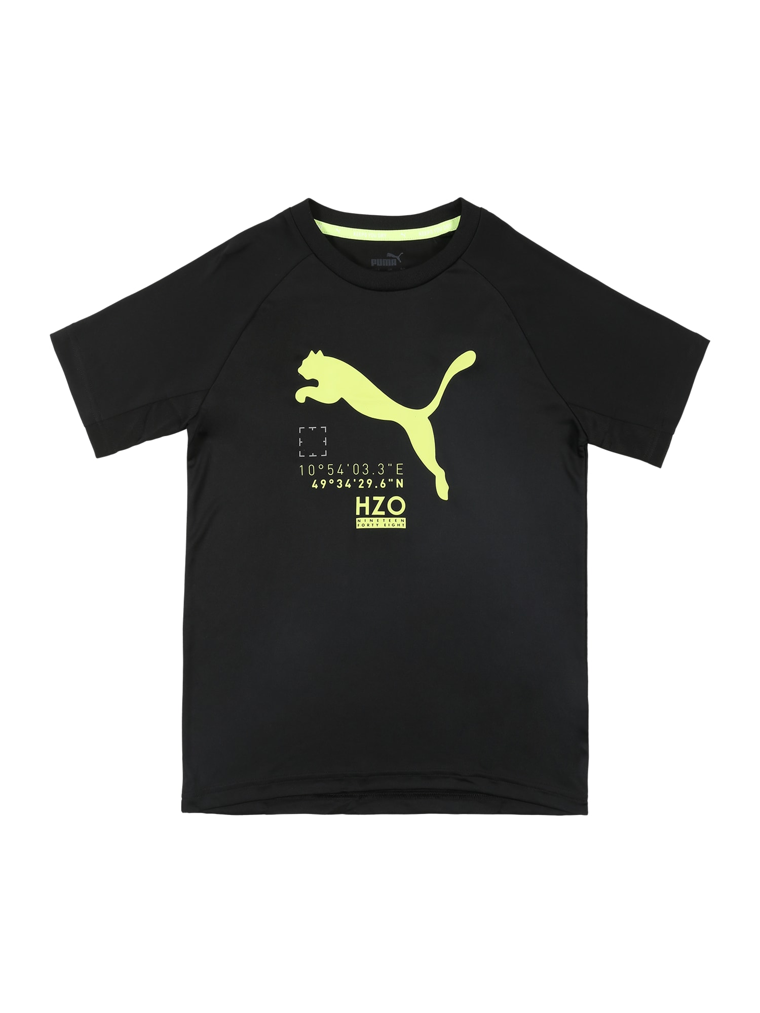 PUMA Sportiniai marškinėliai  juoda / pastelinė geltona