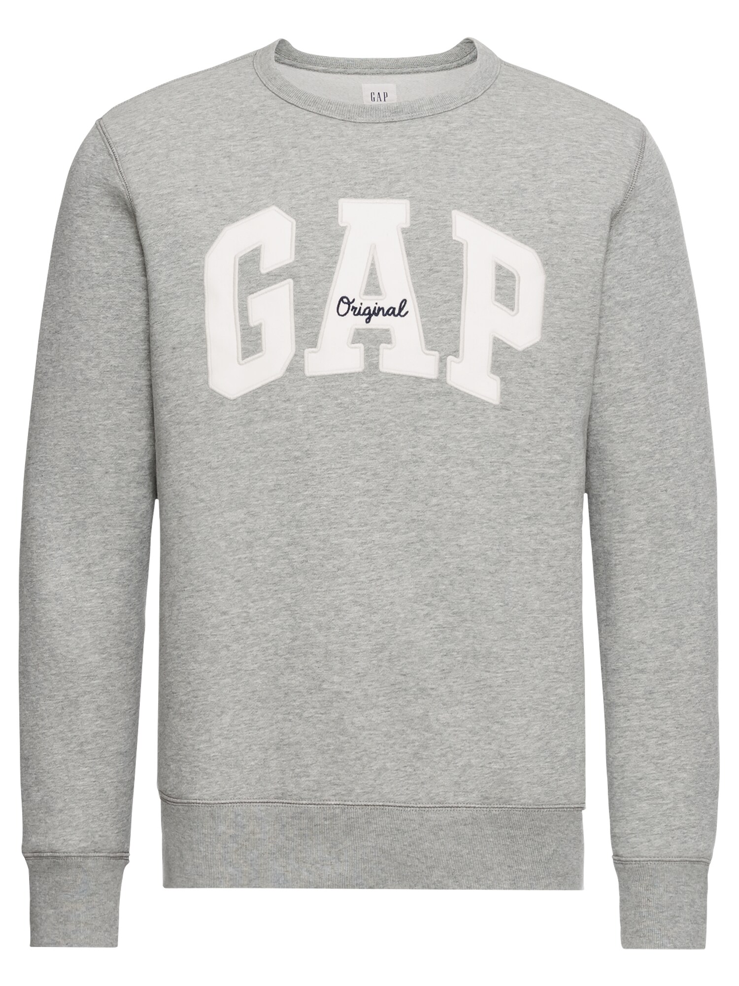 Gap Heren Sweatshirt Original Arch Crew Grijs Gemeleerd Wit gap kopen in de aanbieding
