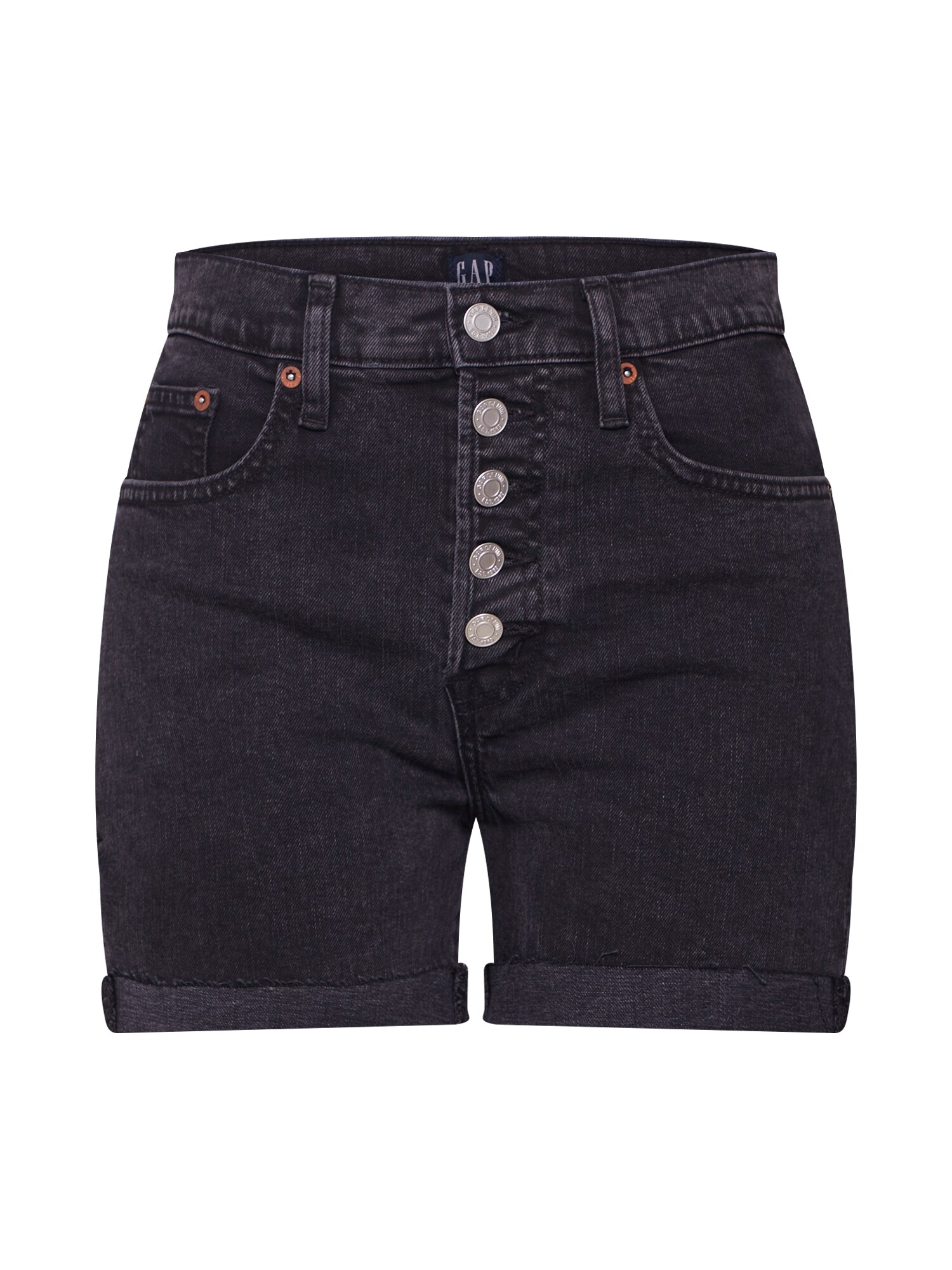 Gap Dames Jeans 4 In Hr Short Exp Bttn Blk Cuff Rh Grijs Zwart gap kopen in de aanbieding