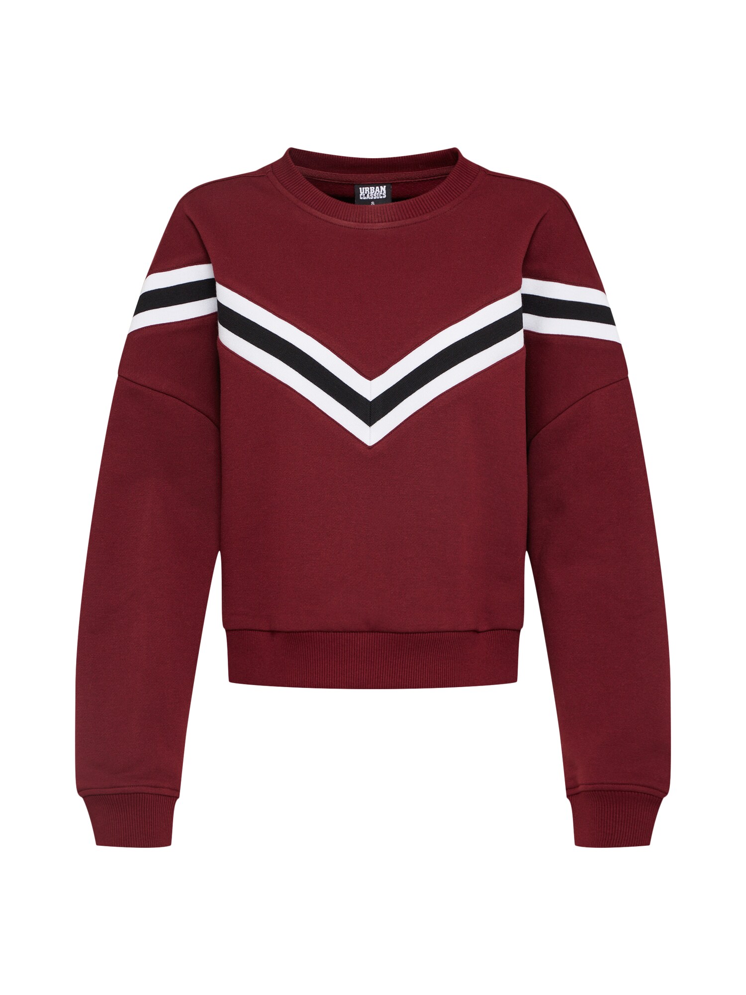 Urban Classics Dames Sweatshirt Wijnrood Zwart Wit urban classics kopen in de aanbieding