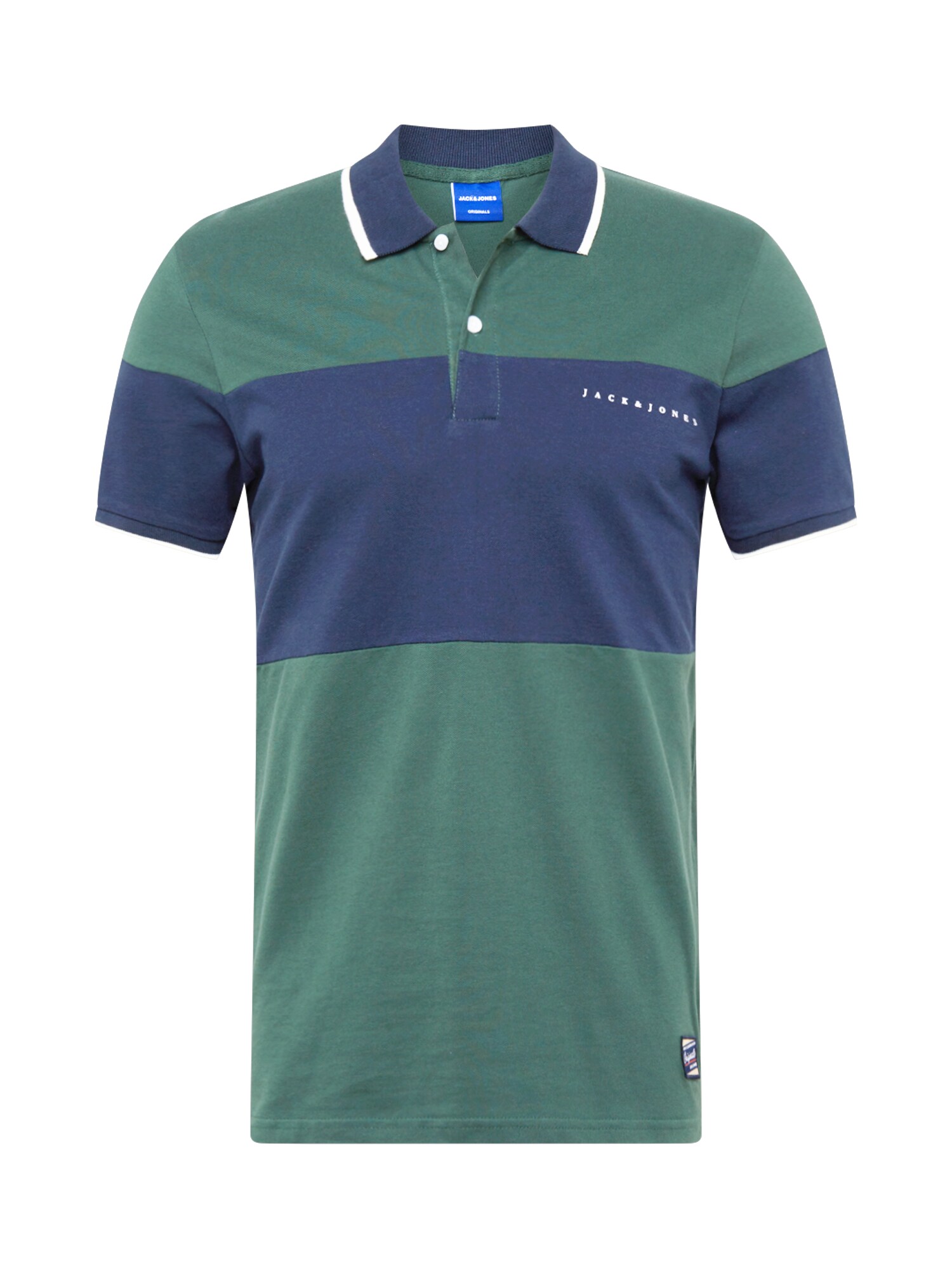 JACK & JONES Marškinėliai  žalia / tamsiai mėlyna / balta
