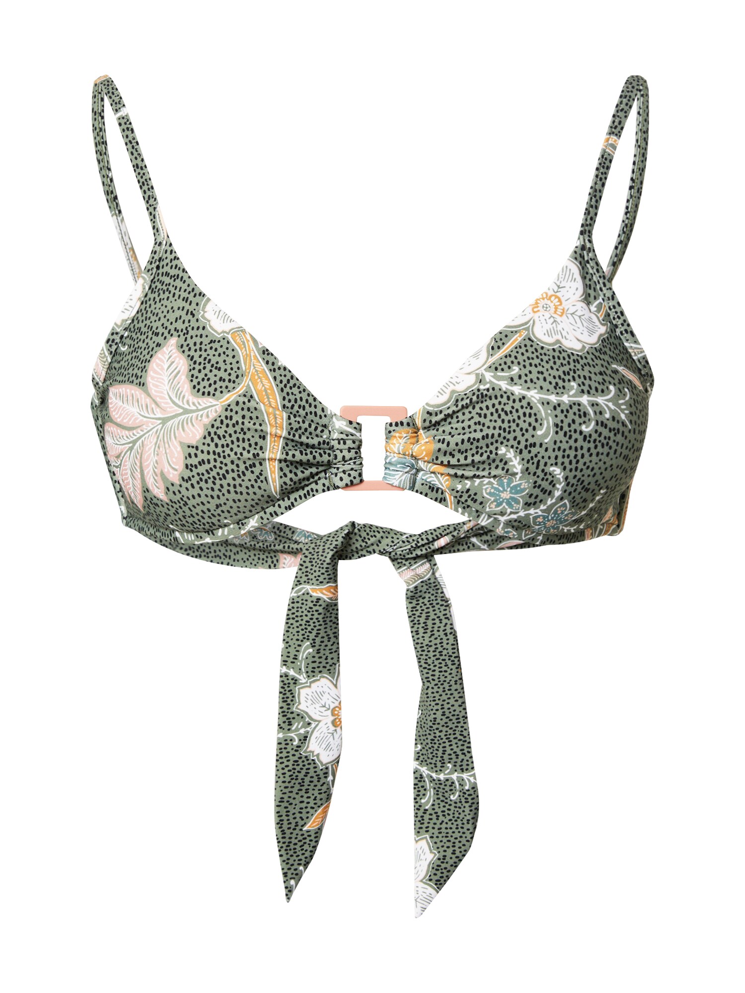 Seafolly Bikinio viršutinė dalis 'Ring Front Bralette'  alyvuogių spalva / balta / geltona
