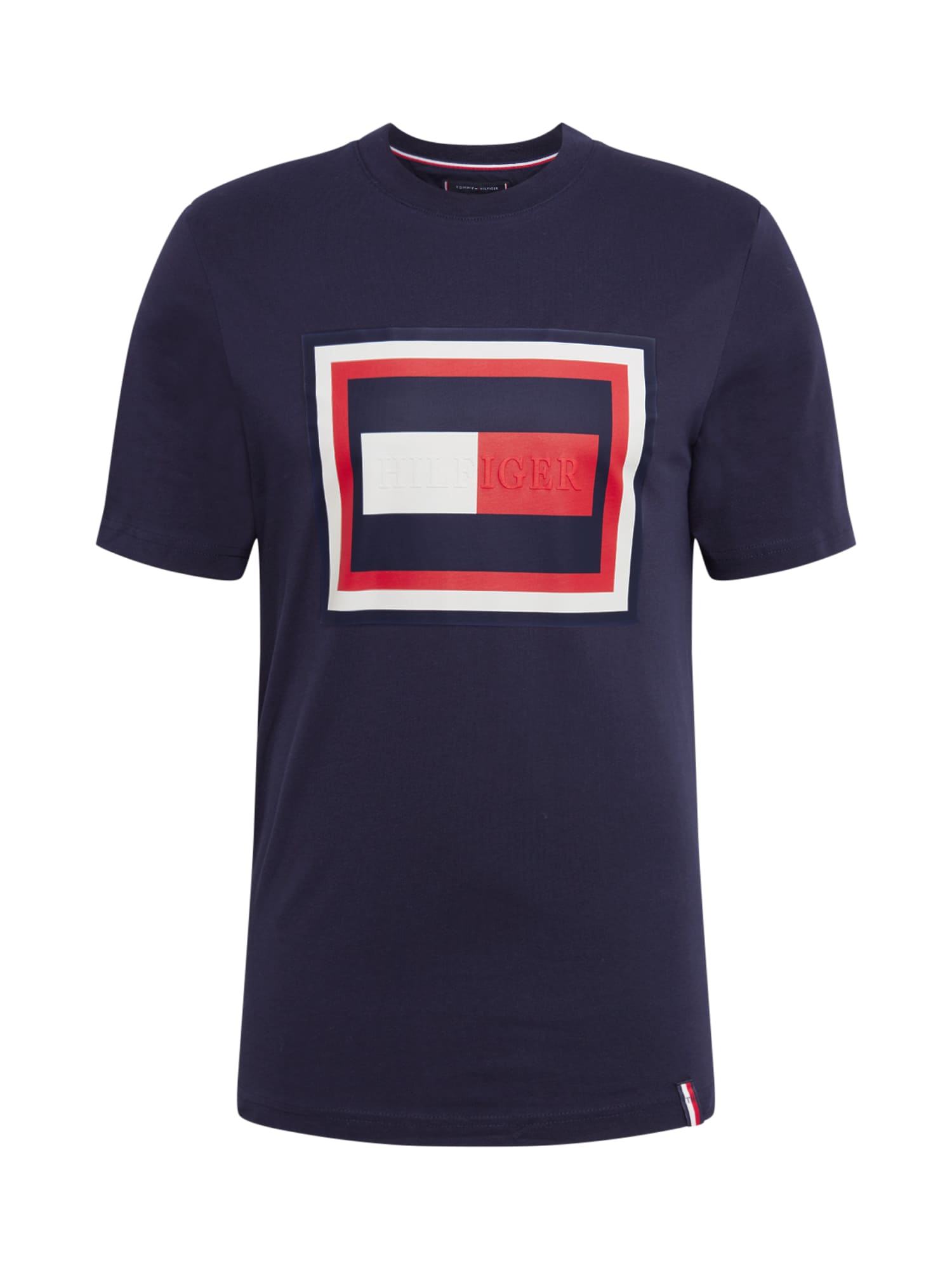 TOMMY HILFIGER T-Shirt ''''HILFIGER FRAME RELAXED FIT TEE'''' dunkelblau / rot / weiß