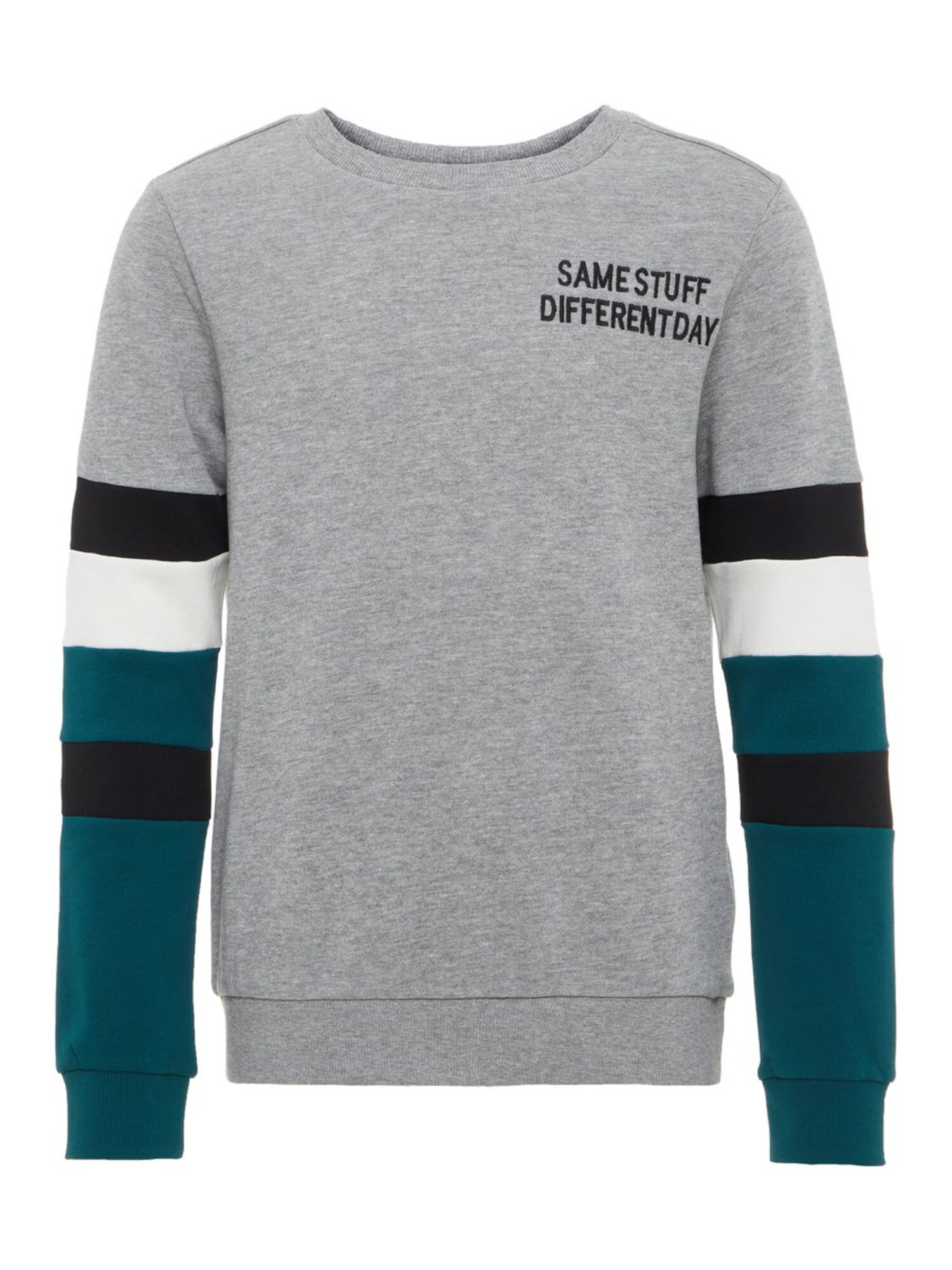 Name It Jongens Sweatshirt Grijs Gemeleerd Petrol Zwart Wit name it kopen in de aanbieding