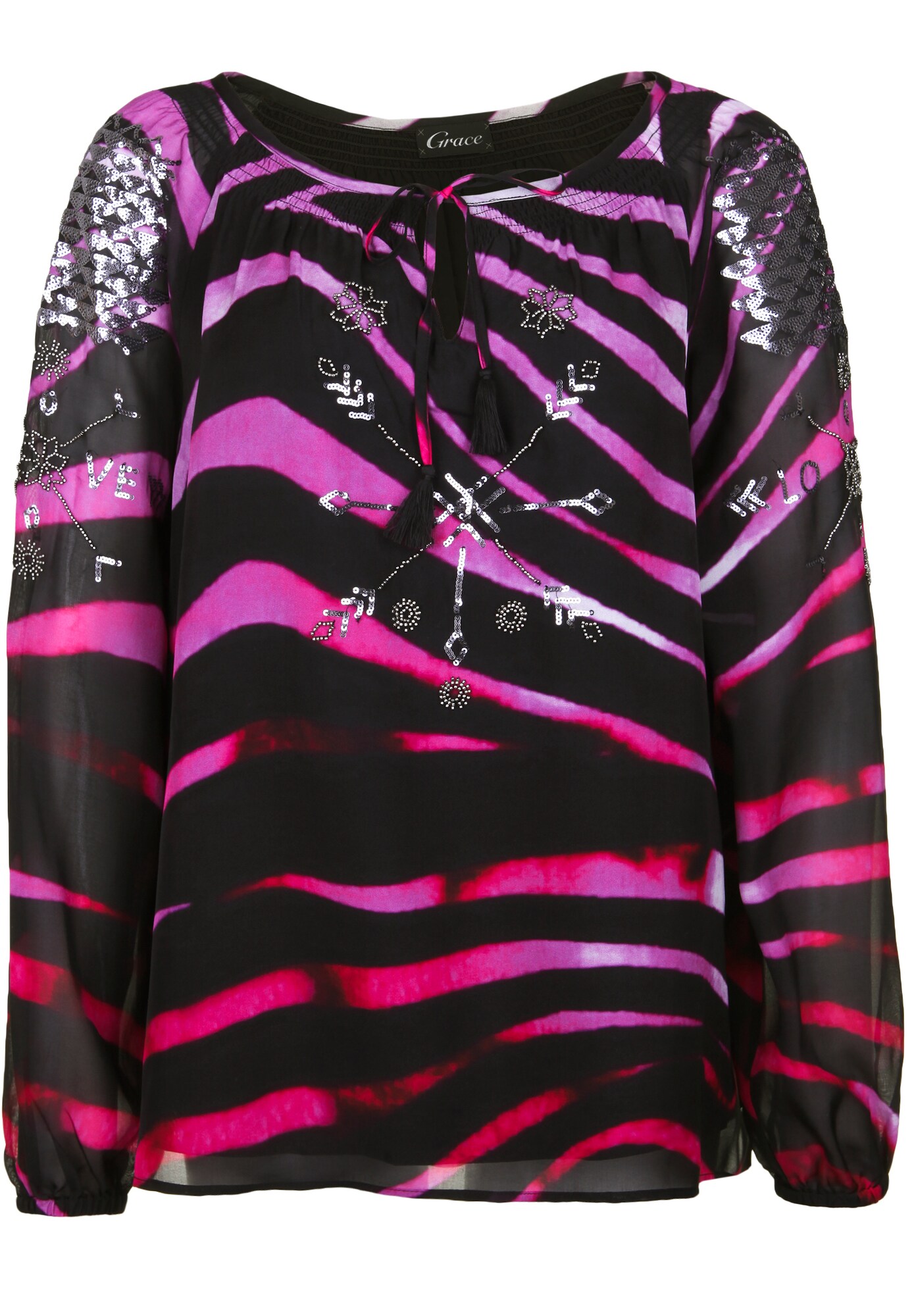 Grace Dames Tuniek Neonroze Zwart Zilver grace kopen in de aanbieding