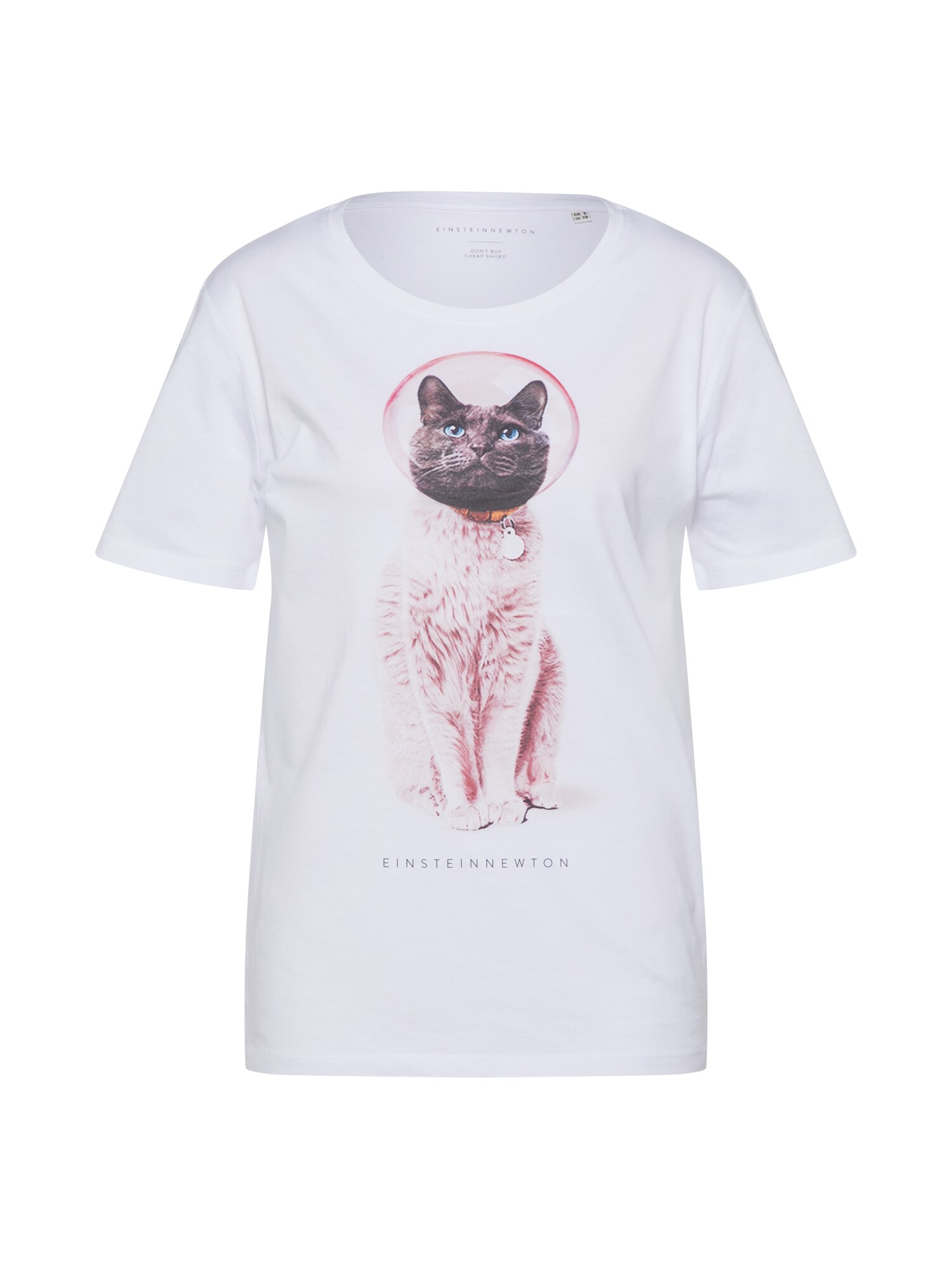 EINSTEIN & NEWTON Marškinėliai 'Astro Cat'  pilka / ryškiai rožinė spalva / balta