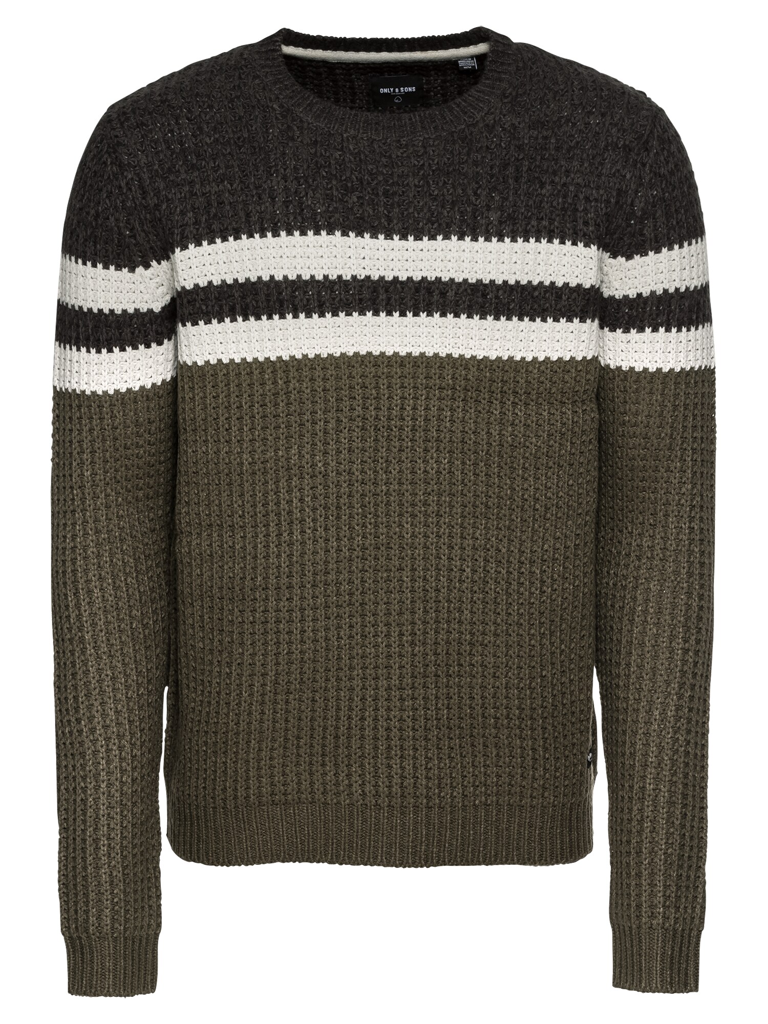 Only Sons Heren Trui Onslazlo Striped Crew Neck Knit Groen Zwart Wit only sons kopen in de aanbieding