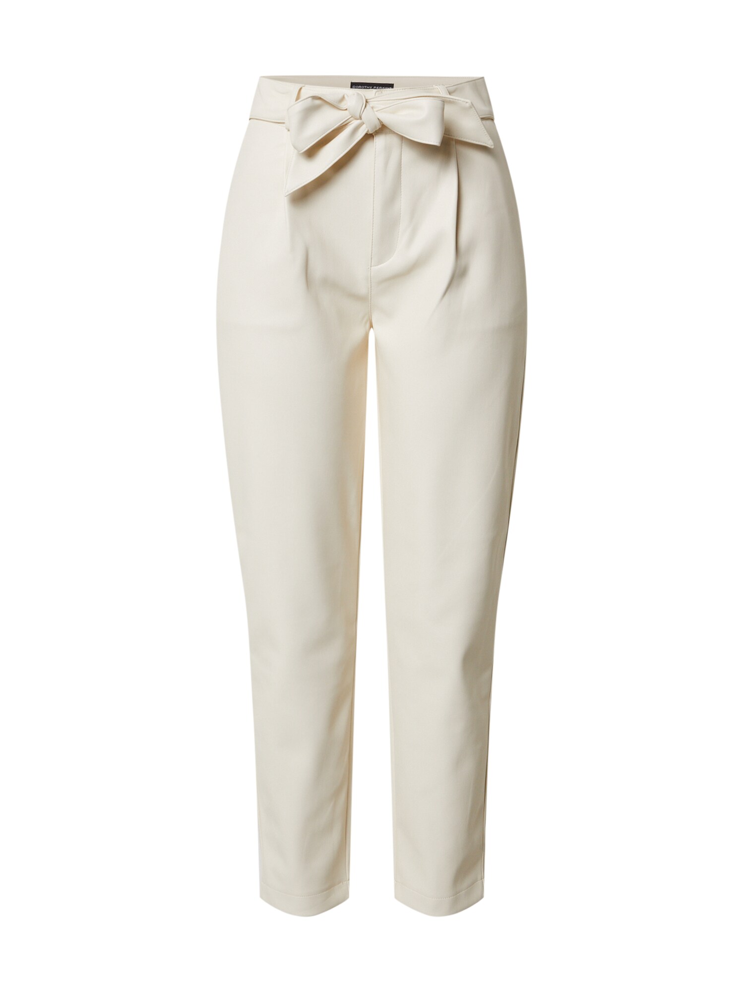 Dorothy Perkins Klostuotos kelnės 'Cream PU Belted Trouser'  kremo