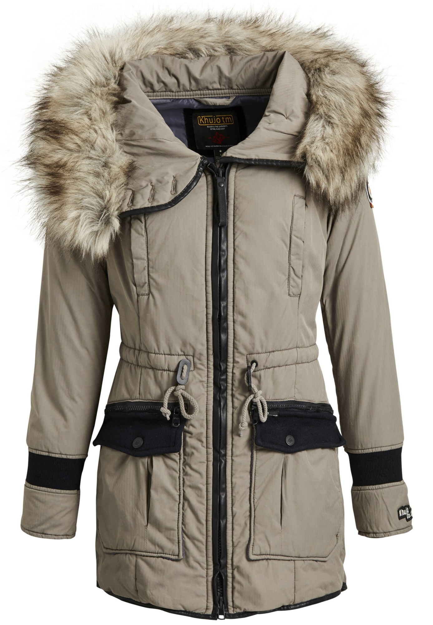 Khujo Dames Winterjas Retro Bugs Aardetinten khujo kopen in de aanbieding