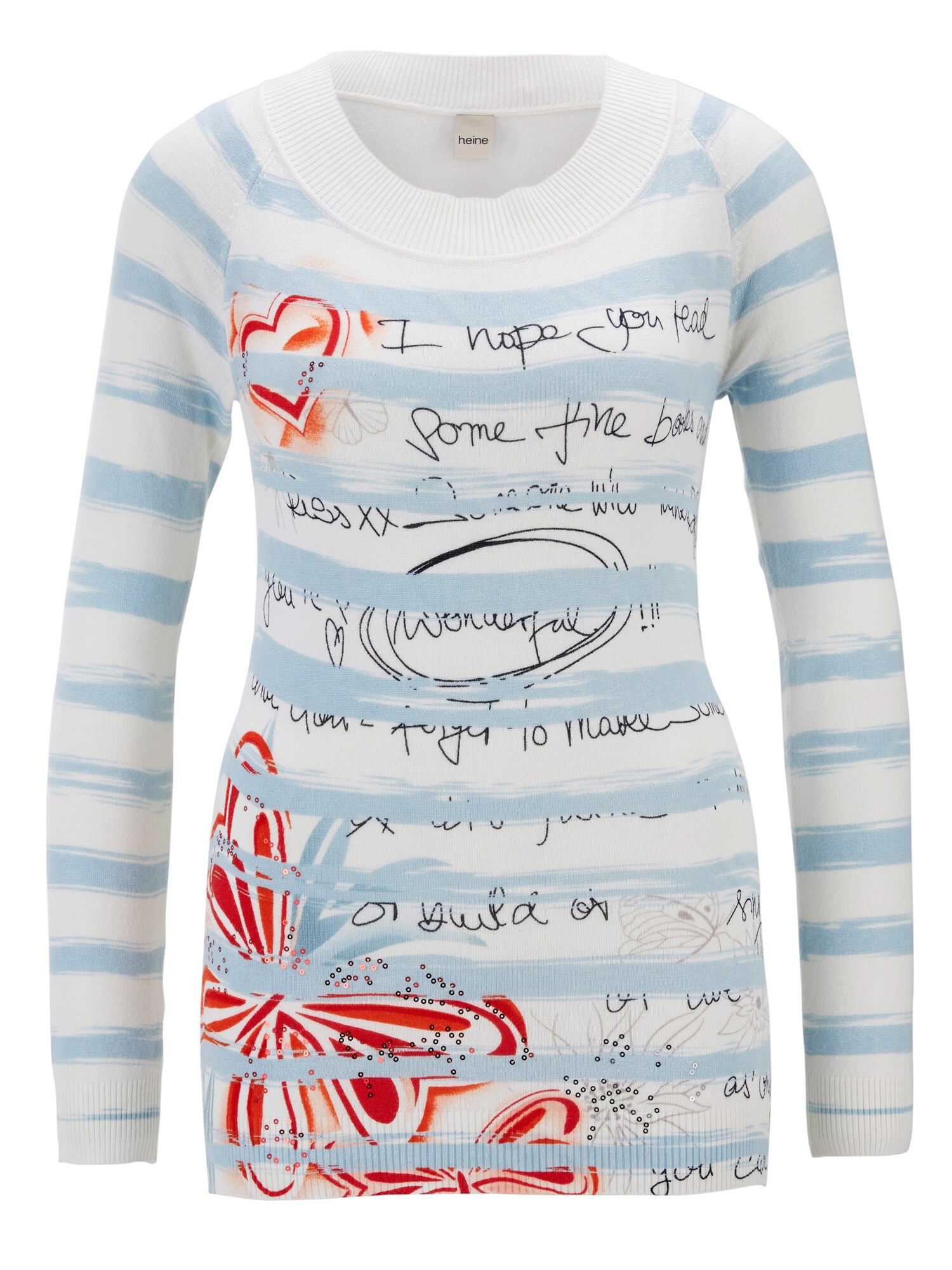 Heine Dames Trui Lichtblauw Wit heine kopen in de aanbieding