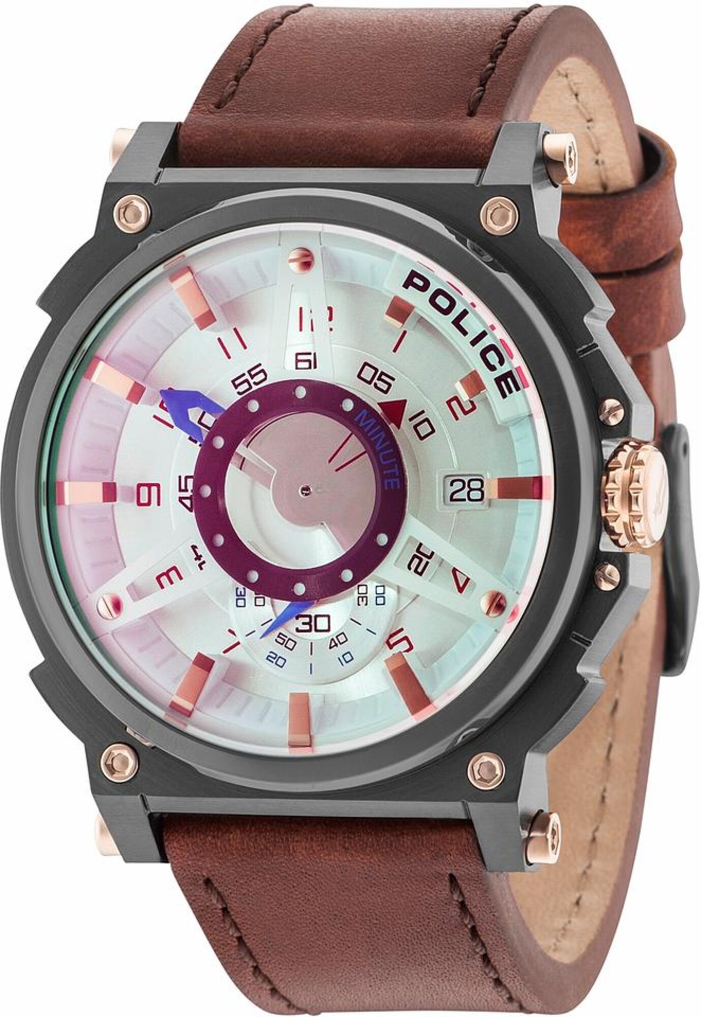 POLICE Quarzuhr ''''COMPASS'''' braun / platin