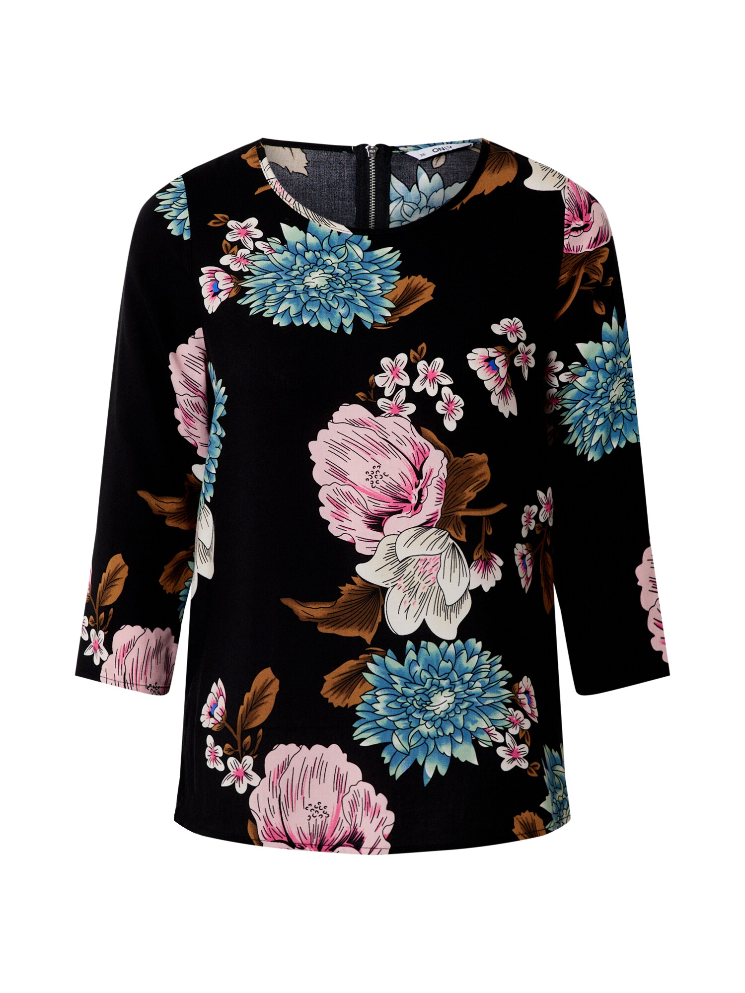 ONLY Marškinėliai 'ONLNOVA LIFE 3/4 SLEEVE TOP AOP WVN 11'  juoda