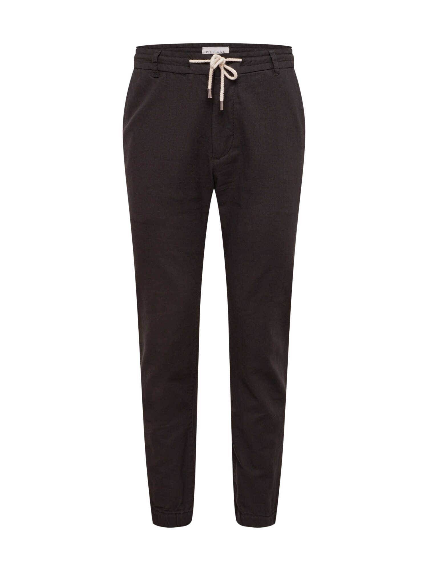 Pier One Heren Broek Linen Blend Jogger Zwart pier one kopen in de aanbieding