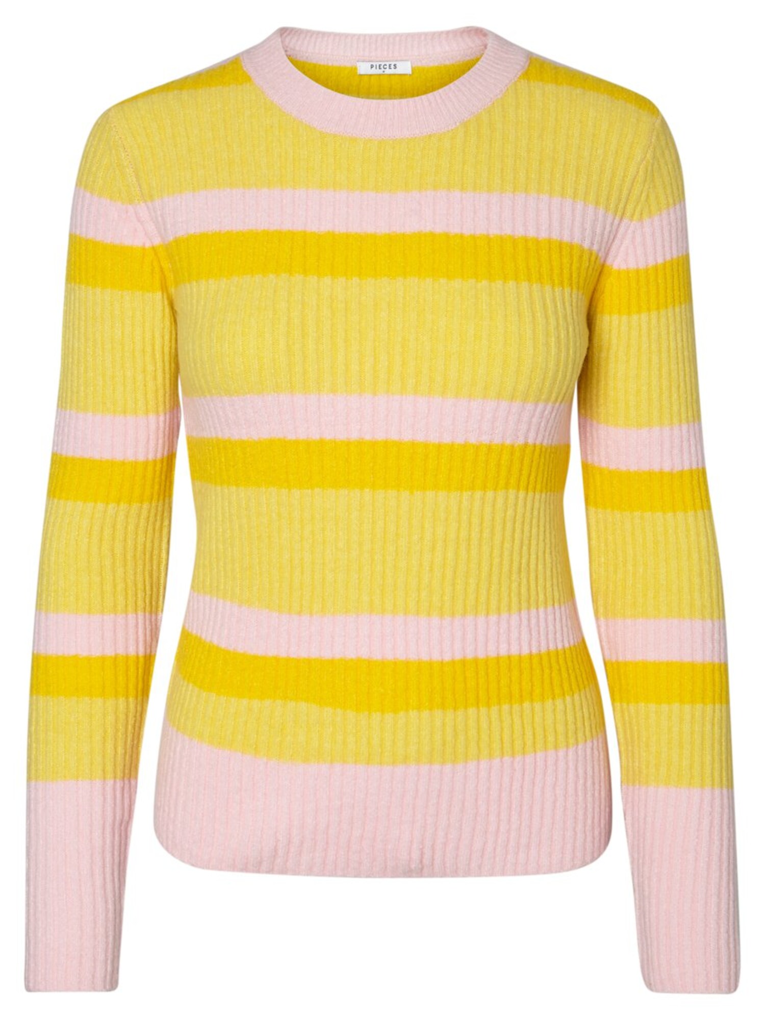 Pieces Dames Shirt Pcbelka Ls Knit Geel Lichtgeel Rosa pieces kopen in de aanbieding