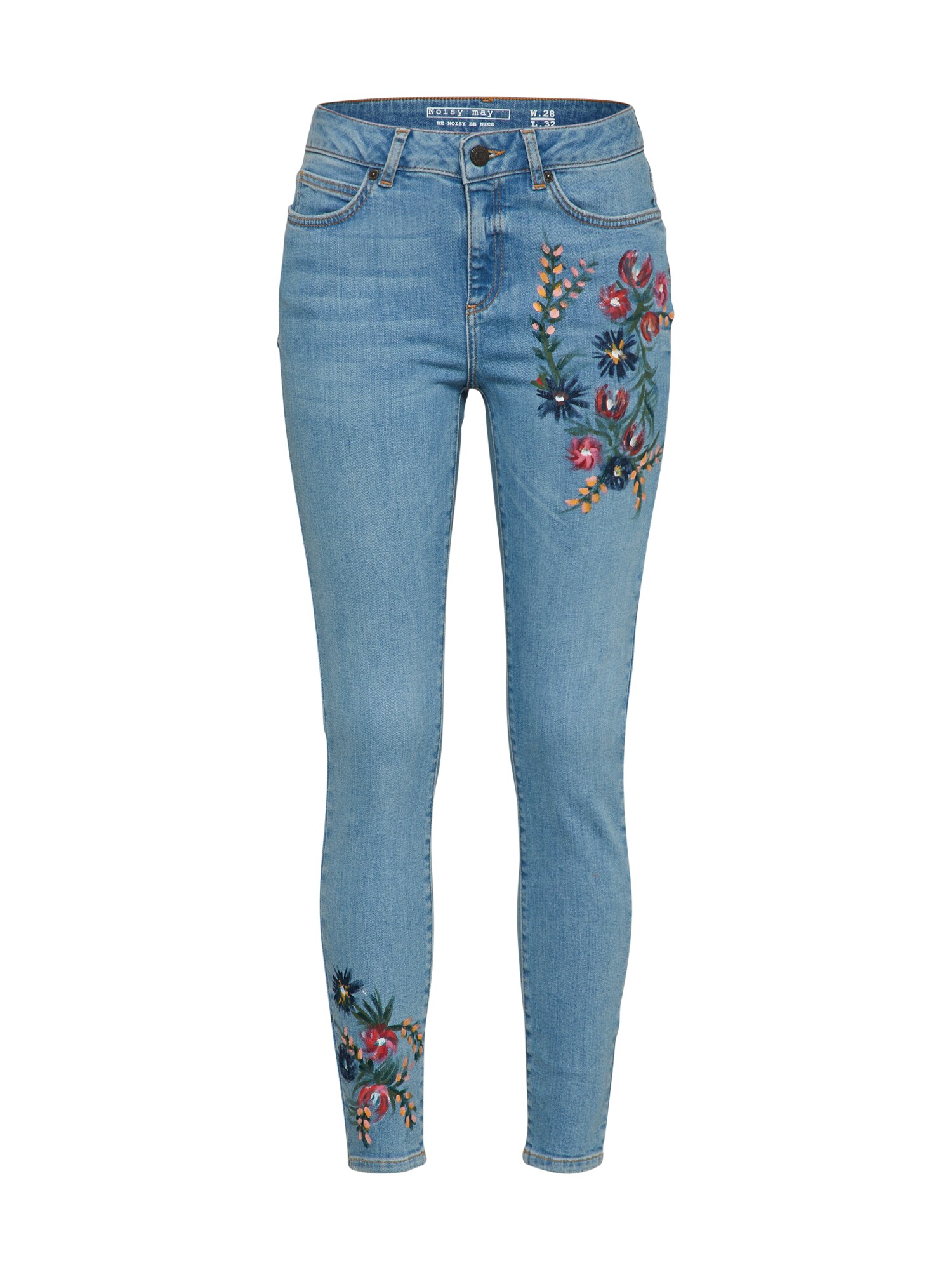 Noisy May Dames Jeans Ankle Flower Print Blauw Denim noisy may kopen in de aanbieding