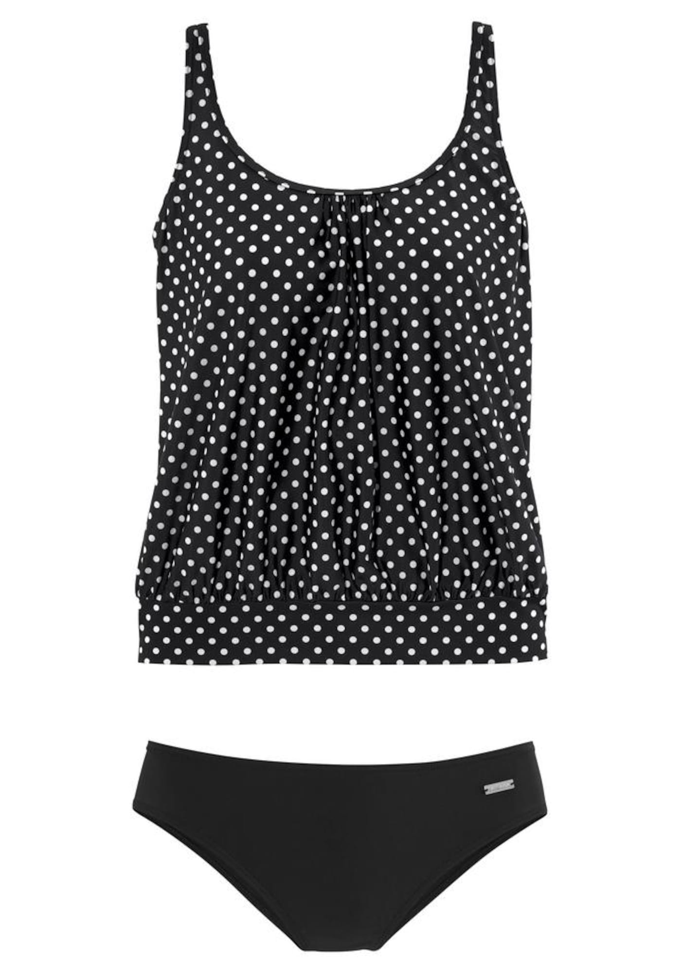 LASCANA Costum de baie Tankini  negru / alb
