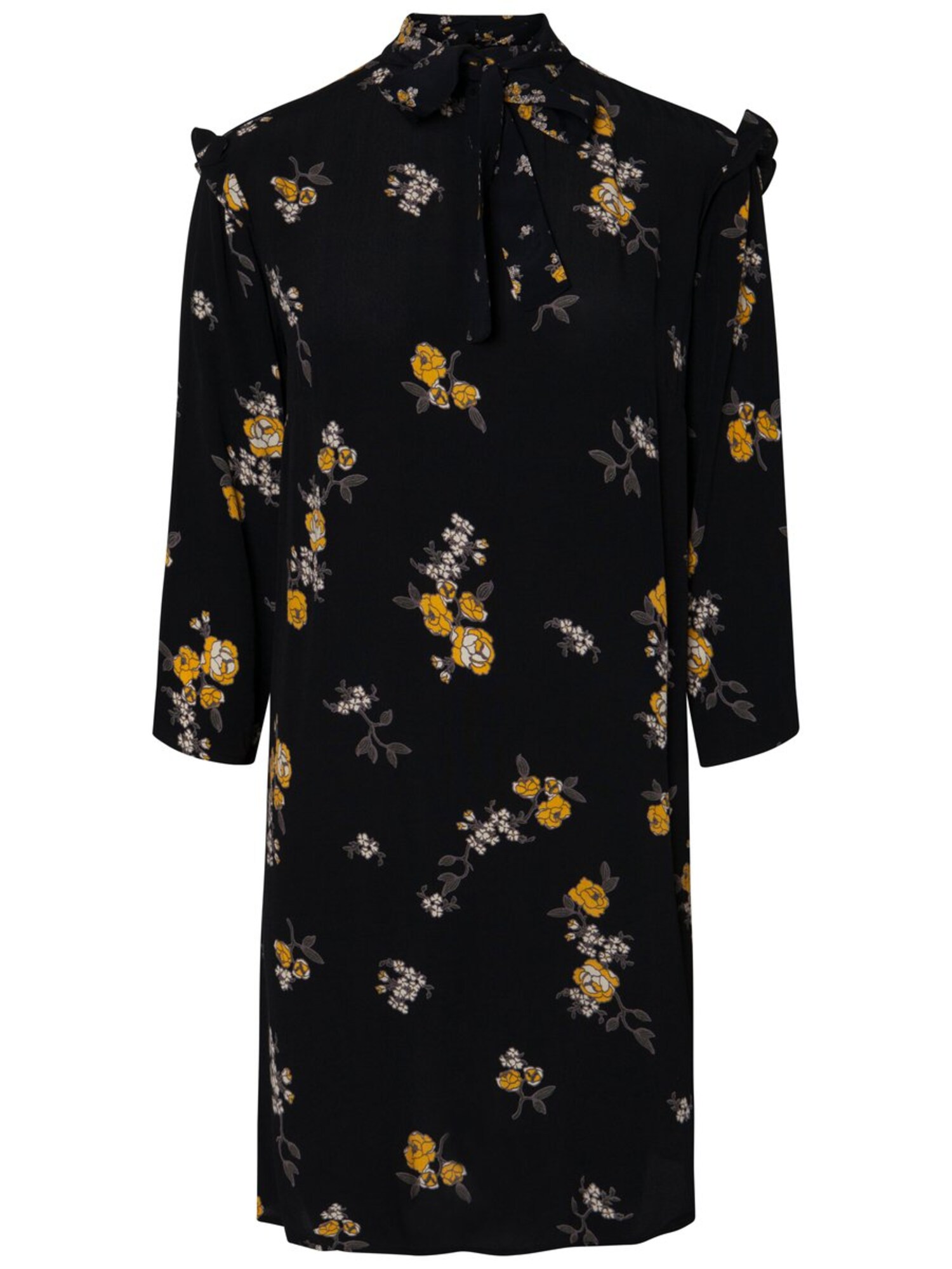 Pieces Dames Jurk Donkergeel Donkergrijs Zwart pieces kopen in de aanbieding