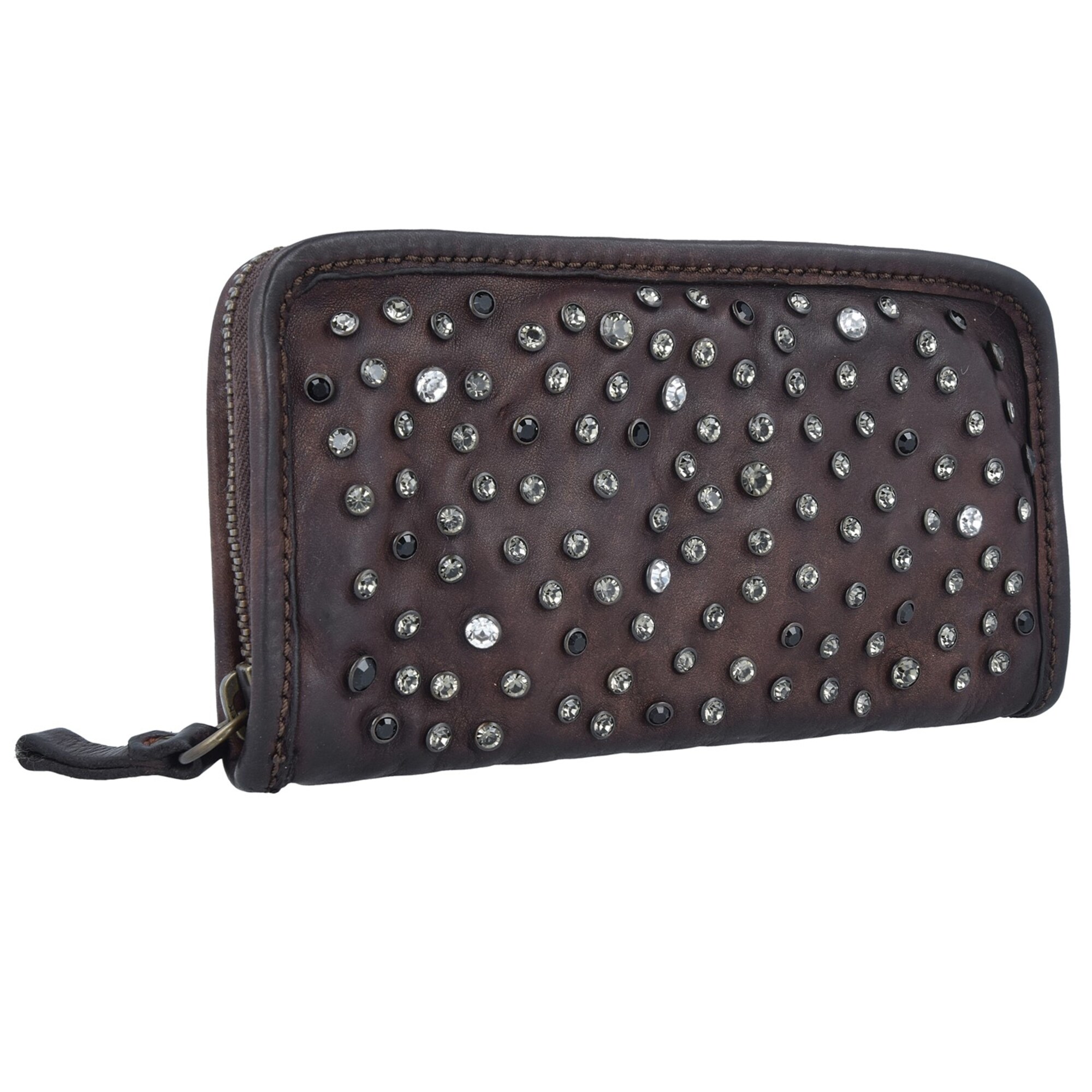 Campomaggi Dames Portemonnee Portafoglio Donkerbruin Zilver campomaggi kopen in de aanbieding