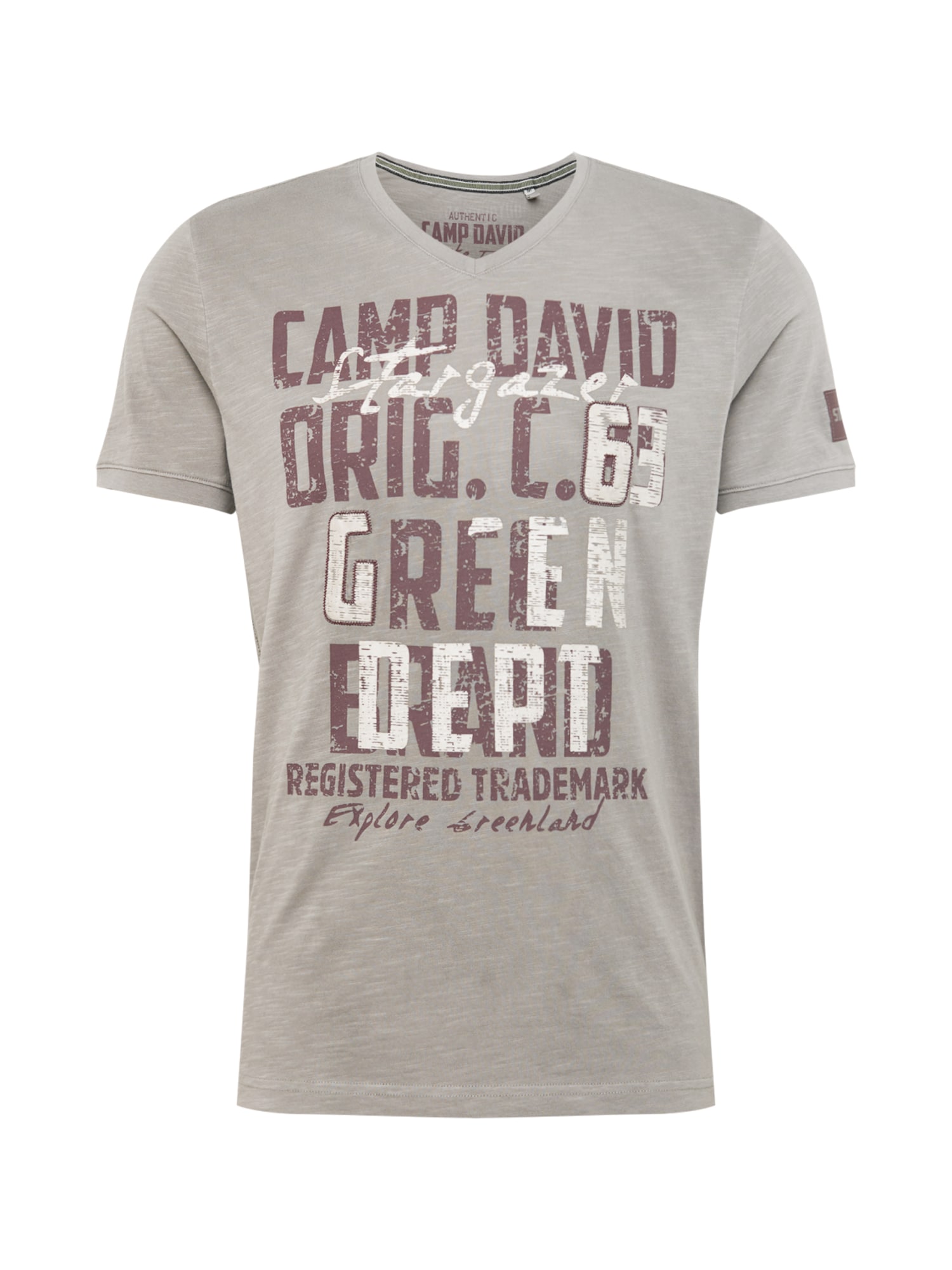 CAMP DAVID Marškinėliai  skaisti avietinė ar rubino spalva / balta / margai pilka