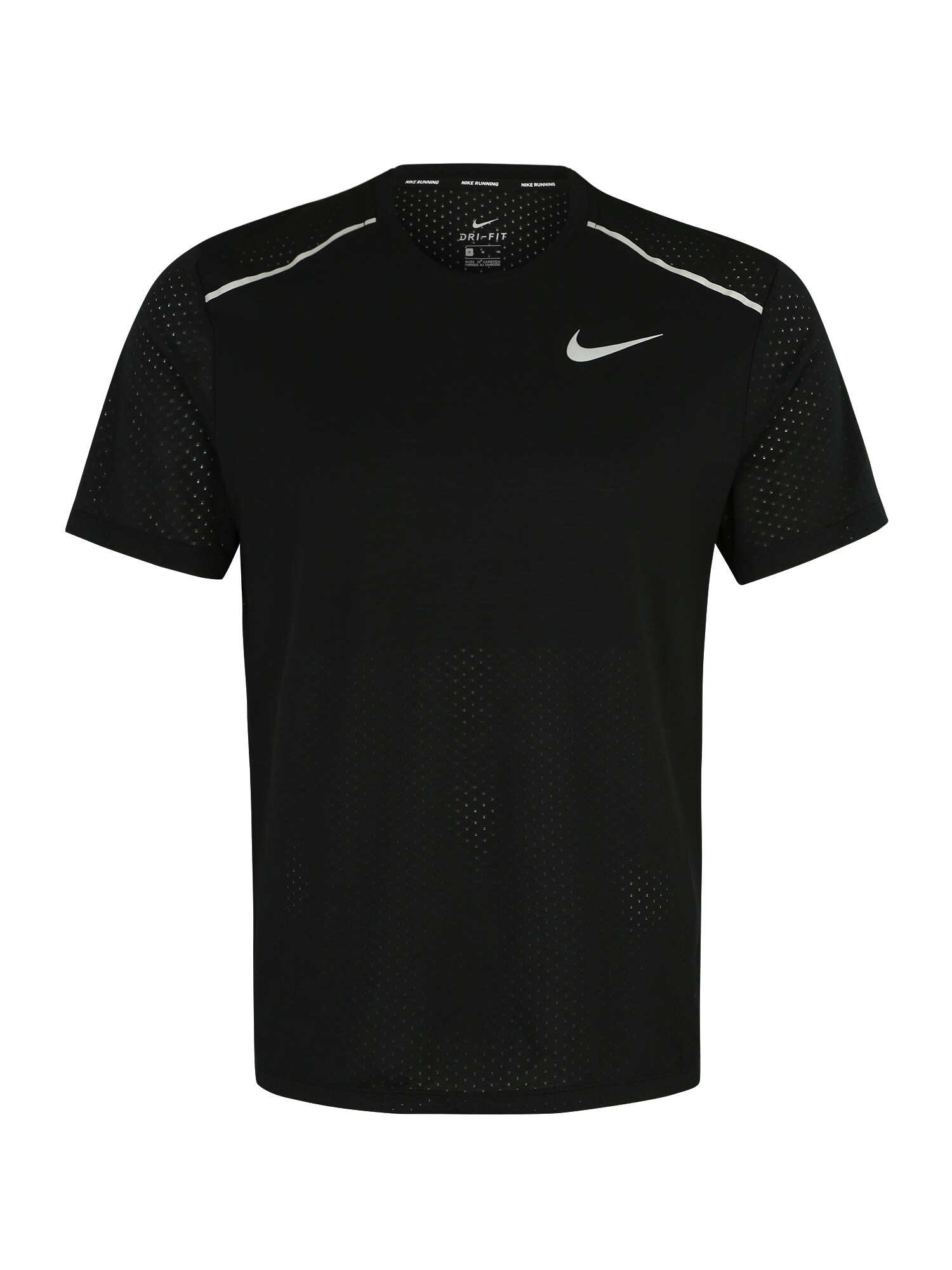 NIKE Sportiniai marškinėliai 'Rise'  juoda / balta
