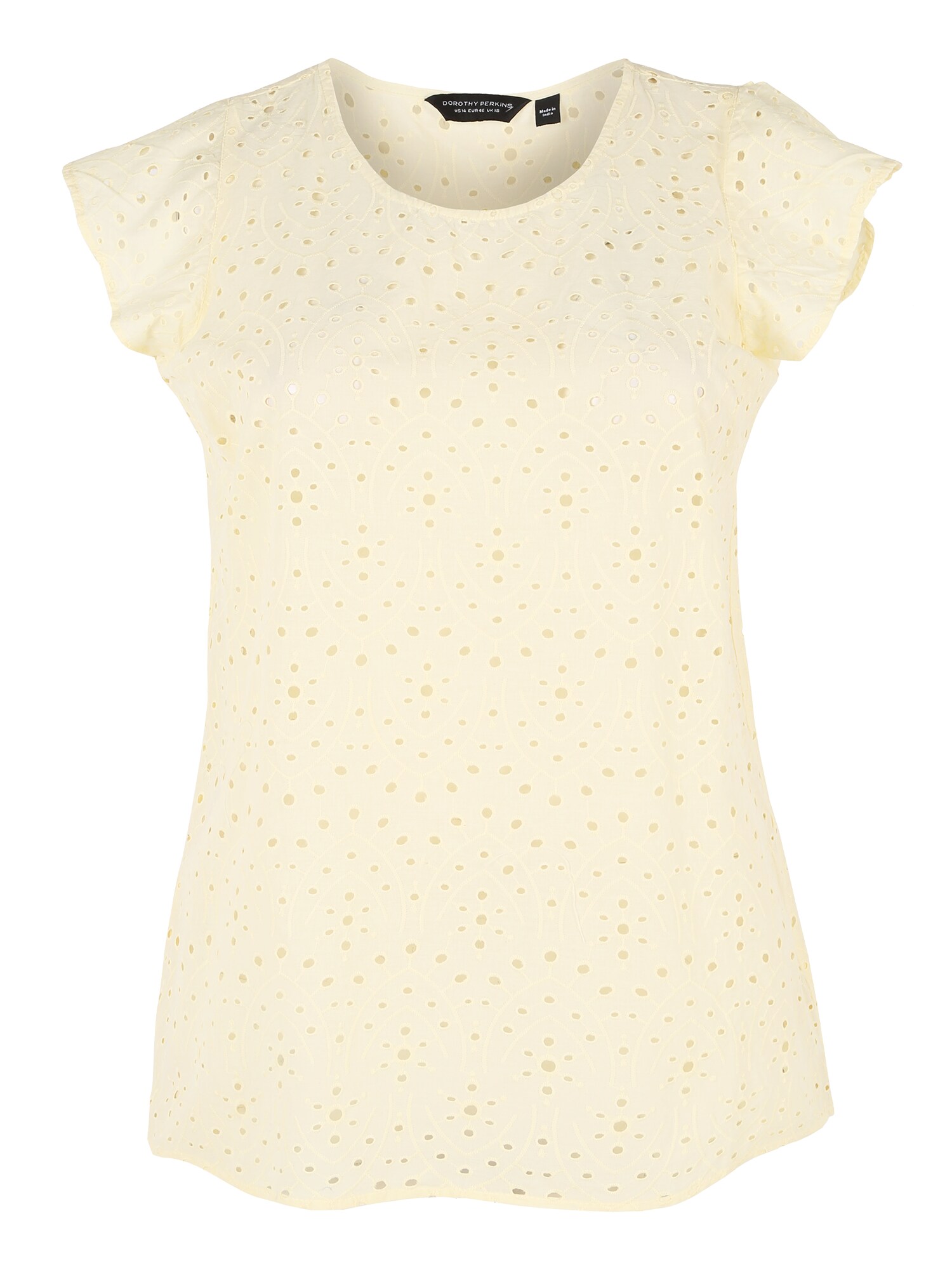 Dorothy Perkins Curve Marškinėliai 'Lemon Broderie'  šviesiai geltona