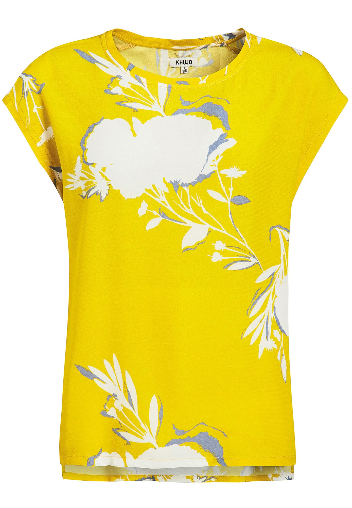 Khujo Dames Shirt Anfisia Geel Grijs Wit khujo kopen in de aanbieding