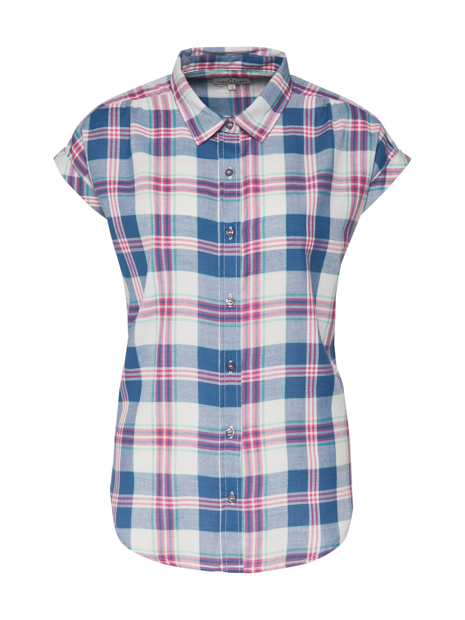 Funky Buddha Dames Blouse Blauw Donkerroze funky buddha kopen in de aanbieding