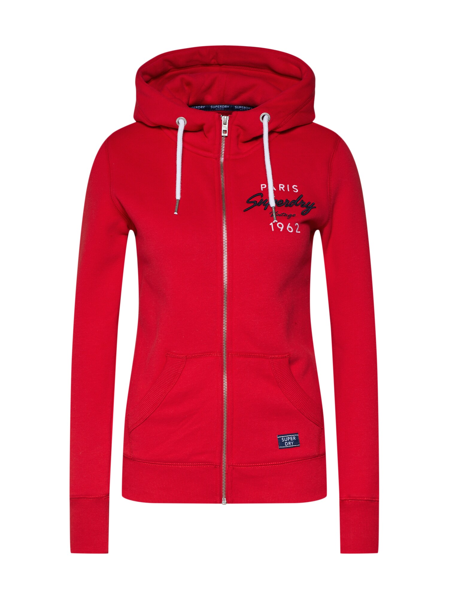 Superdry Dames Sweatvest Applique Zip Hood Rood superdry kopen in de aanbieding