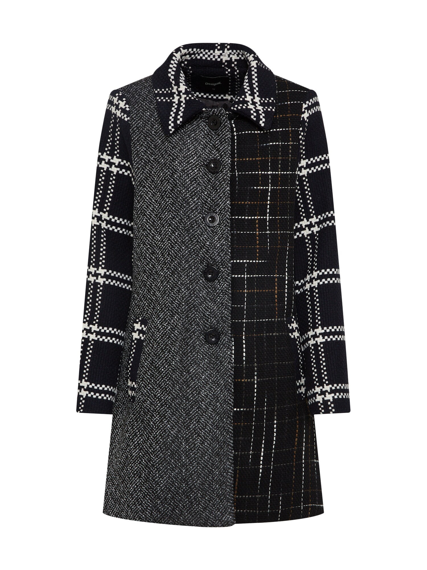 Desigual Dames Tussenmantel Abrig Cincinnati Grijs Zwart desigual kopen in de aanbieding