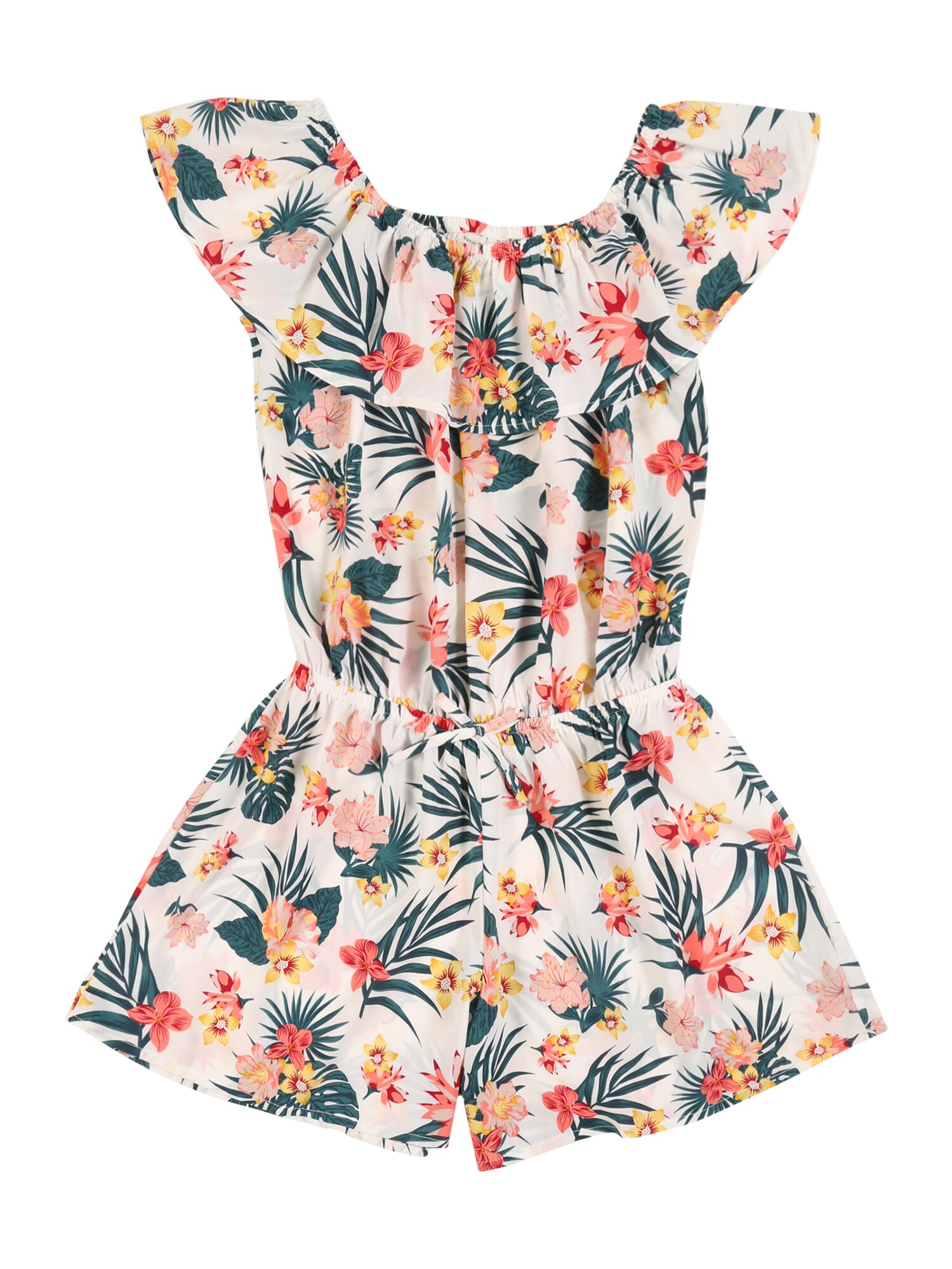NAME IT Kombinezonas 'NKFVINAYA SS PLAYSUIT FF NOOS'  koralų splava / balta / žalia