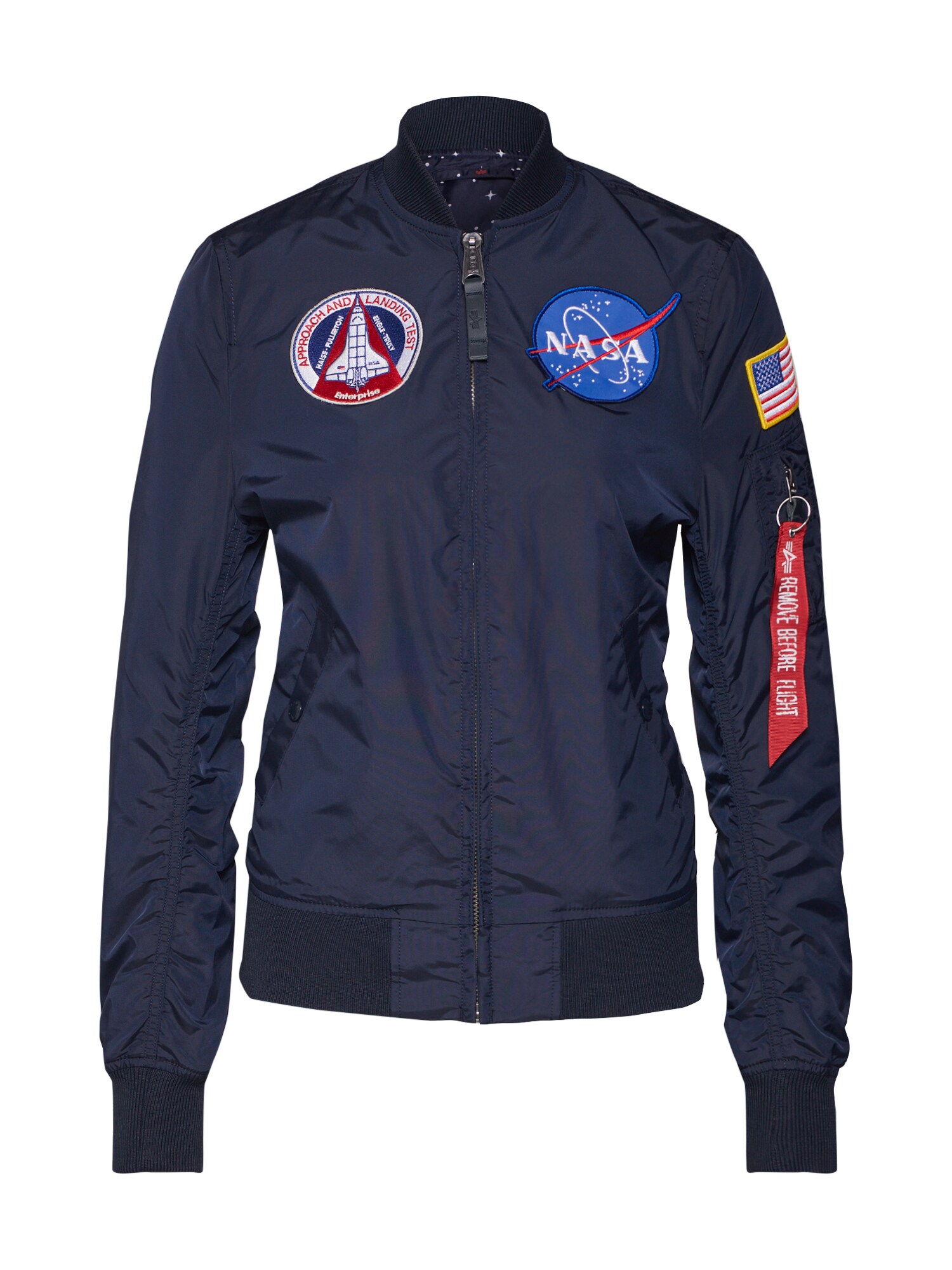 ALPHA INDUSTRIES Prechodná bunda ' MA-1 TT NASA'  modrá / námornícka modrá / červená / biela