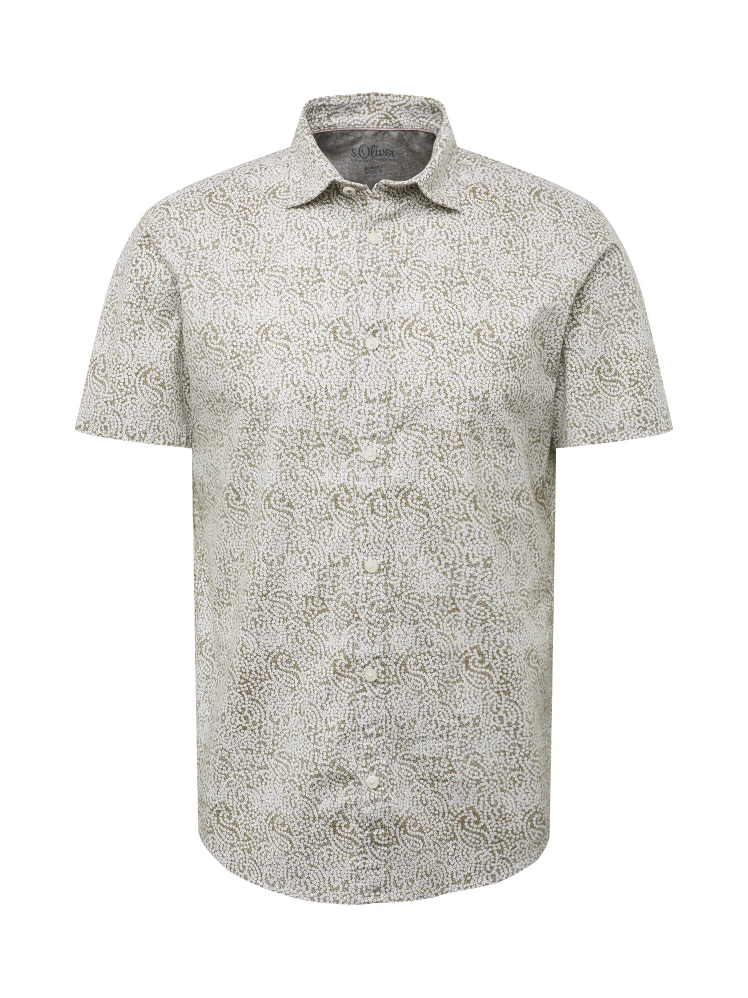 Soliver Red Label Heren Overhemd Bruin Natuurwit soliver red label kopen in de aanbieding