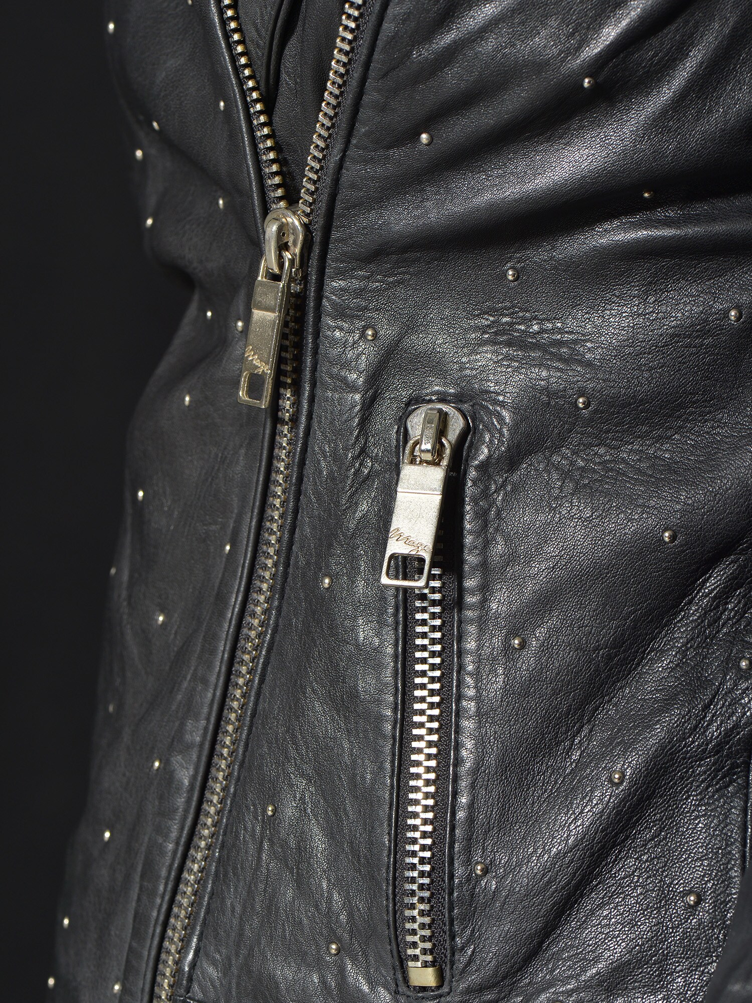 Thumbnail - Biker Lederjacke mit farbigem Innenfutter ' Pin '