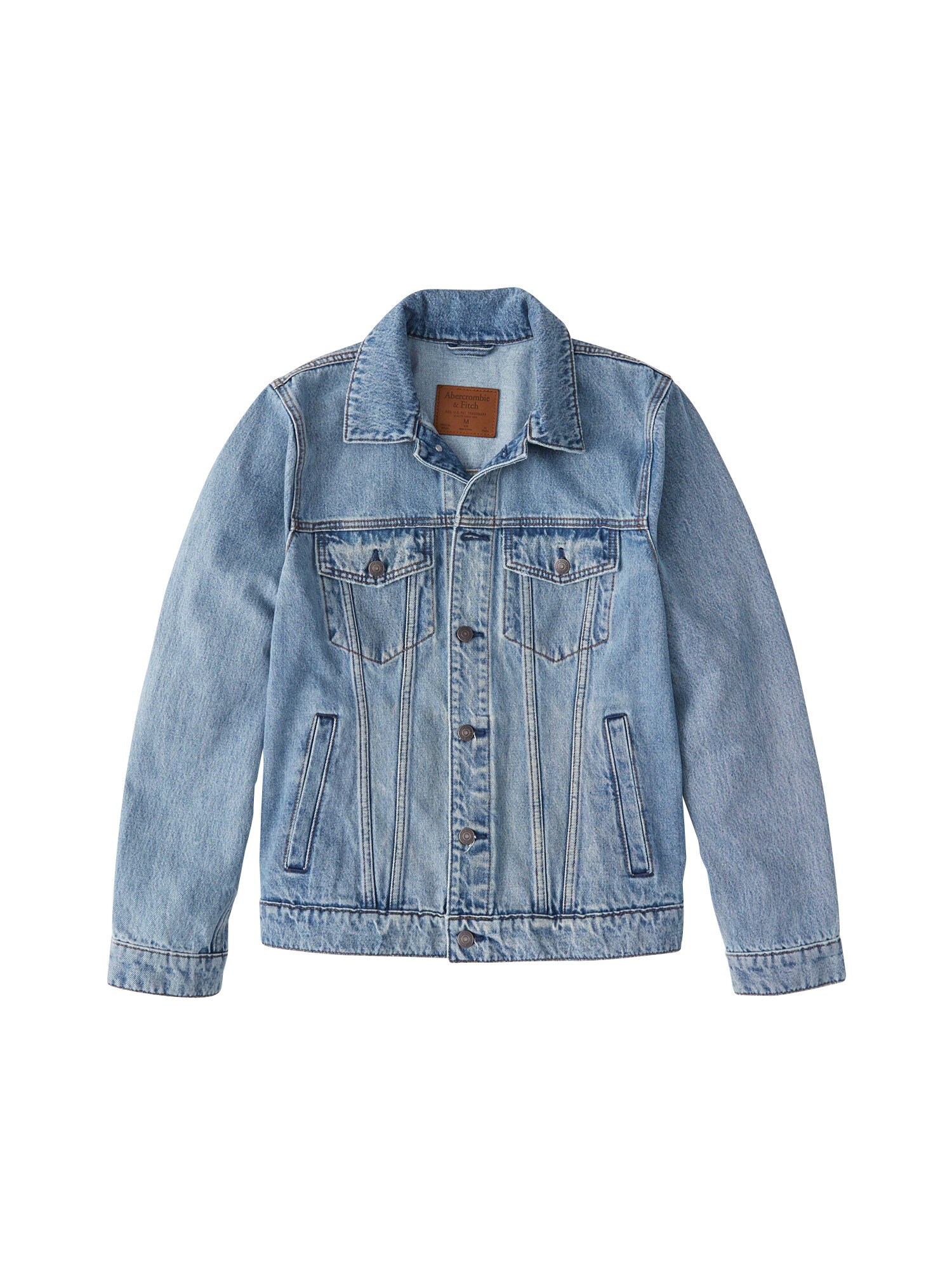 Abercrombie Fitch Heren Tussenjas Blauw Denim abercrombie fitch kopen in de aanbieding