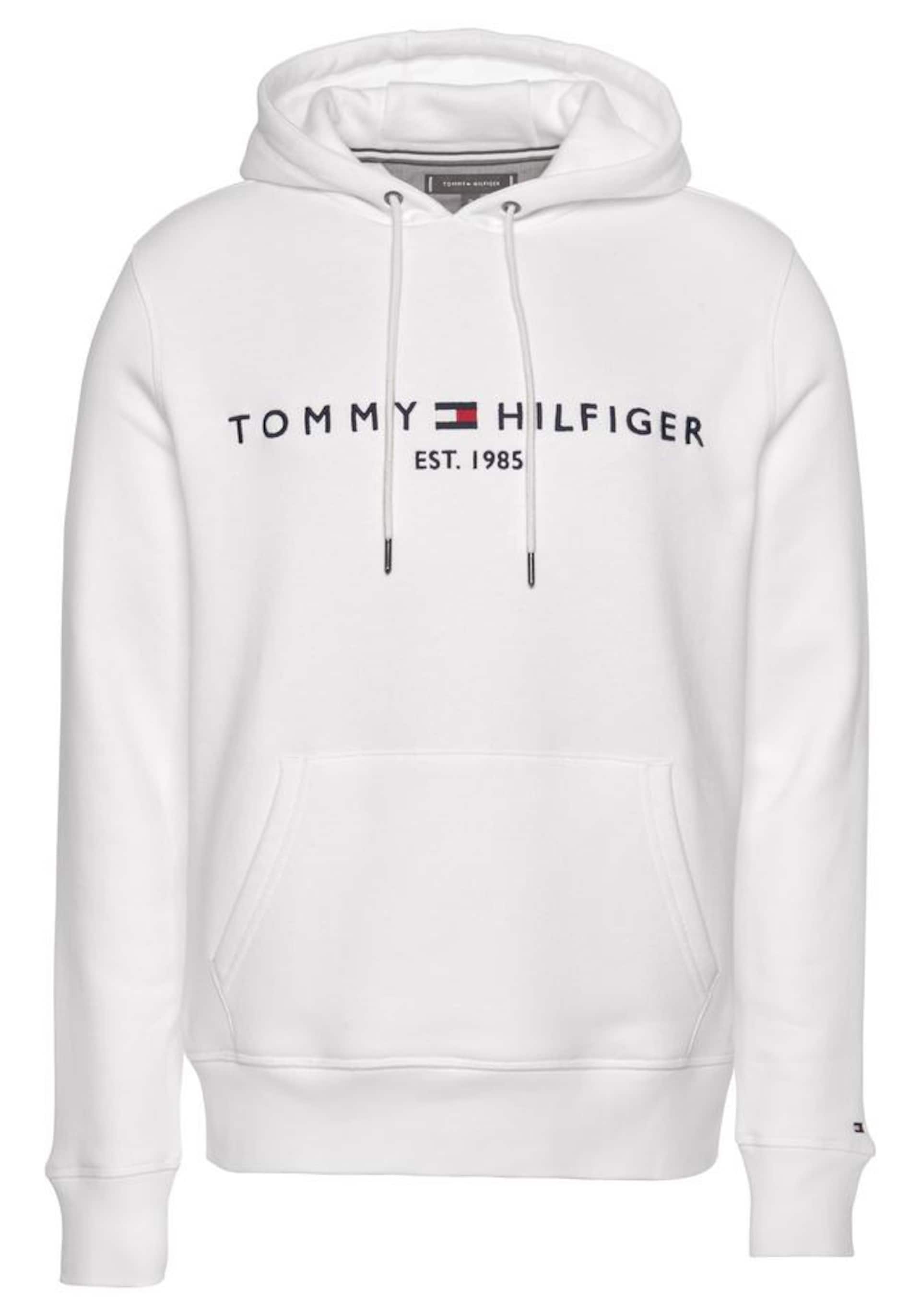 TOMMY HILFIGER Sweatshirt 'Logo Embroidery Flex Drawstring' marinblå / röd herr