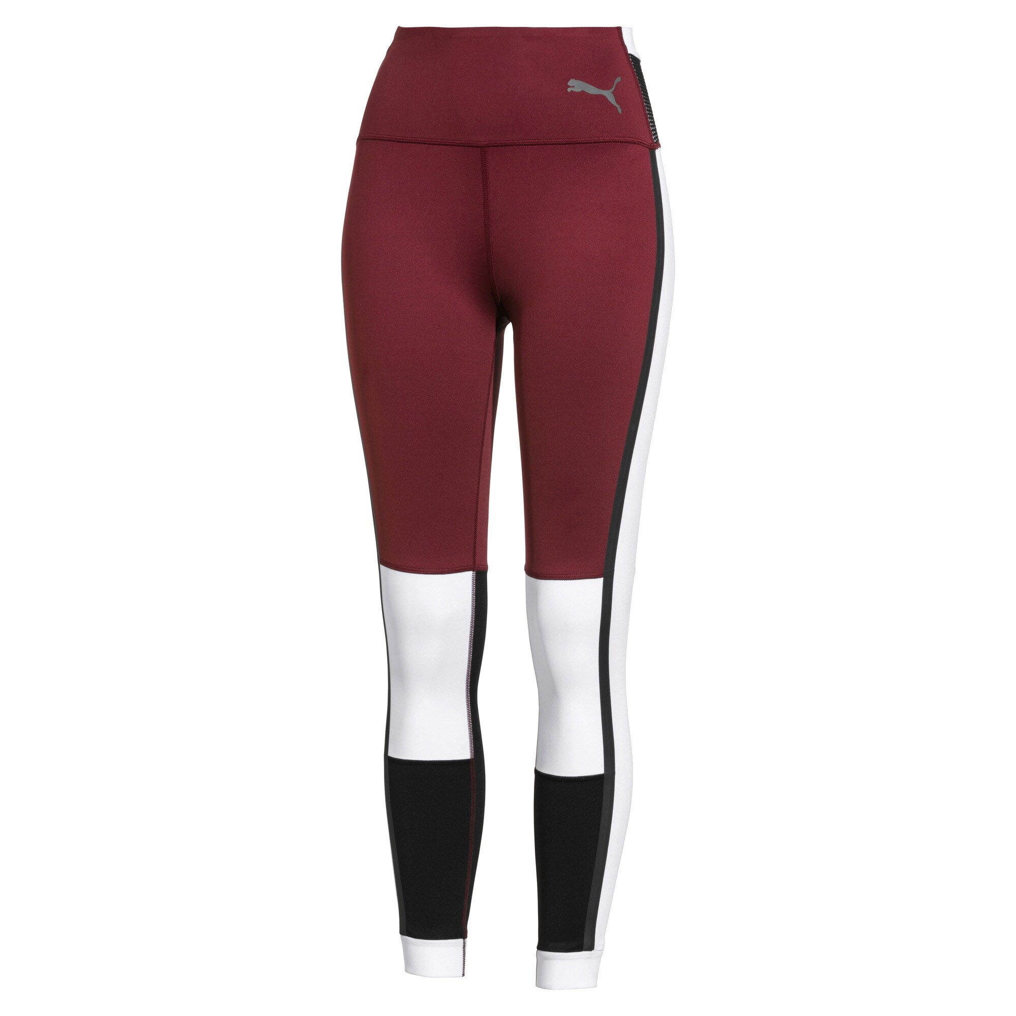Puma Dames Sportbroek Donkerrood Zwart Wit puma kopen in de aanbieding