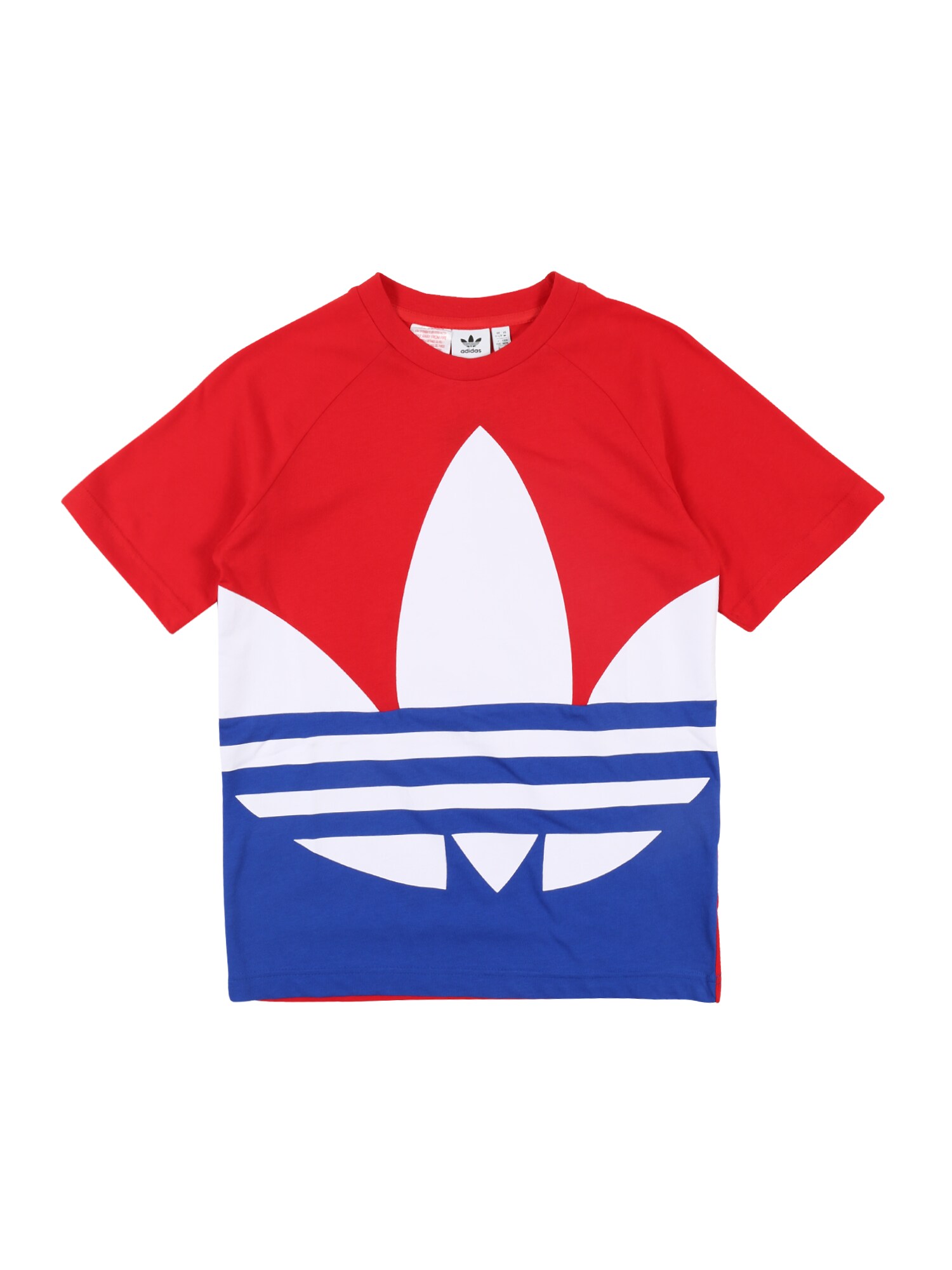 ADIDAS ORIGINALS Marškinėliai 'Big Trefoil'  raudona / balta / mėlyna