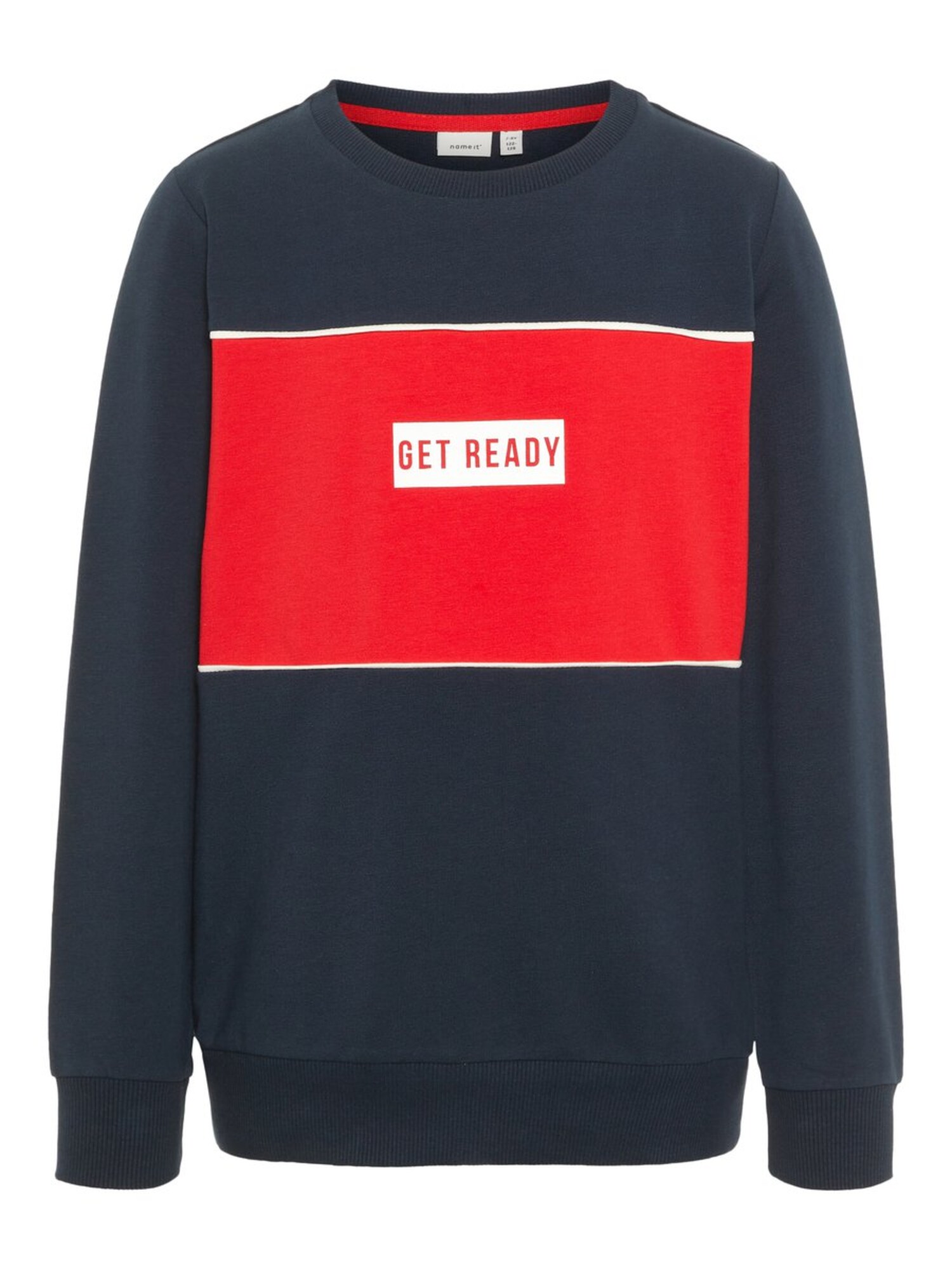 Name It Jongens Sweatshirt Nachtblauw Vuurrood Wit name it kopen in de aanbieding