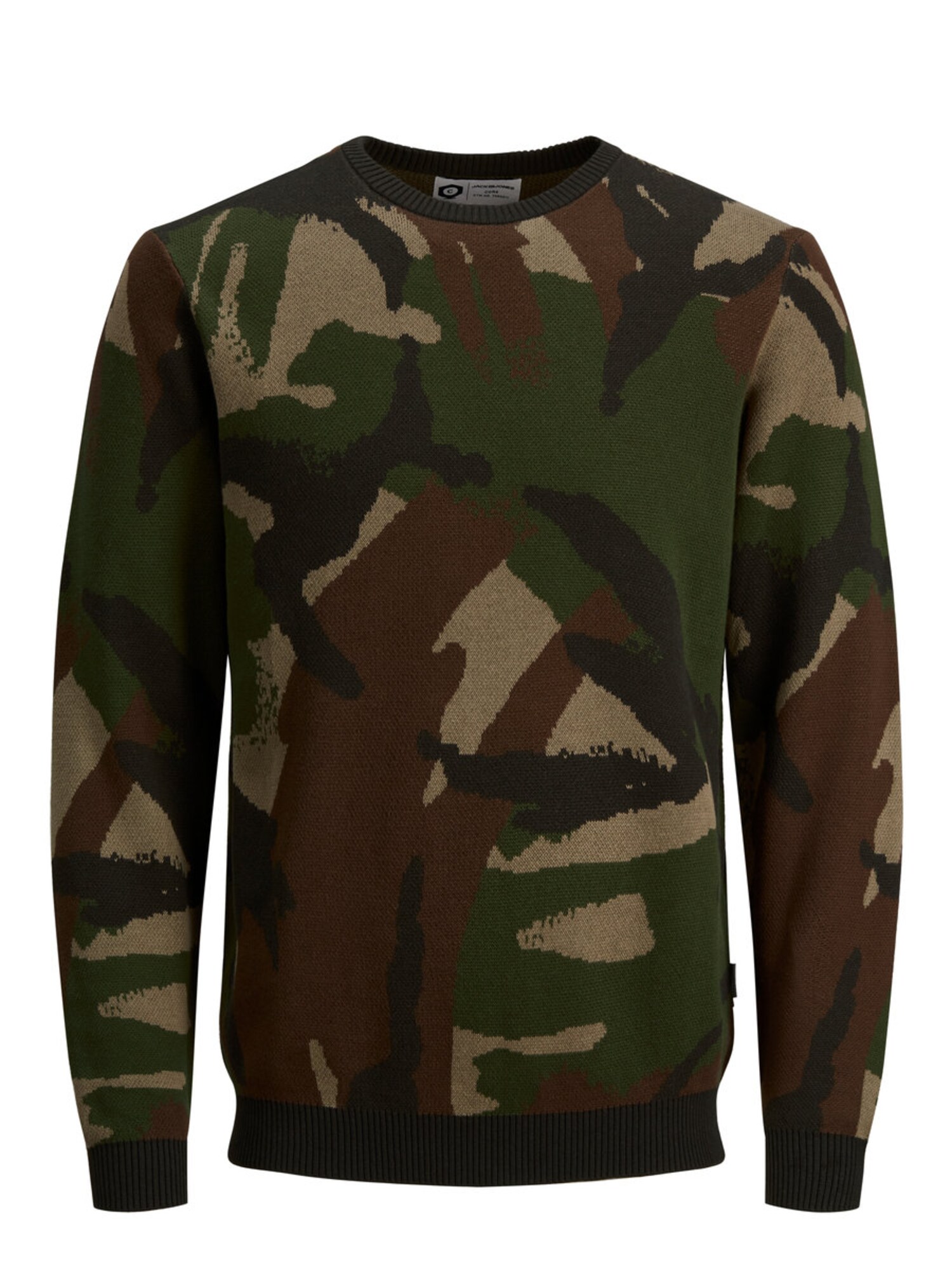 JACK & JONES Strickpullover braun / dunkelgrün / schwarz