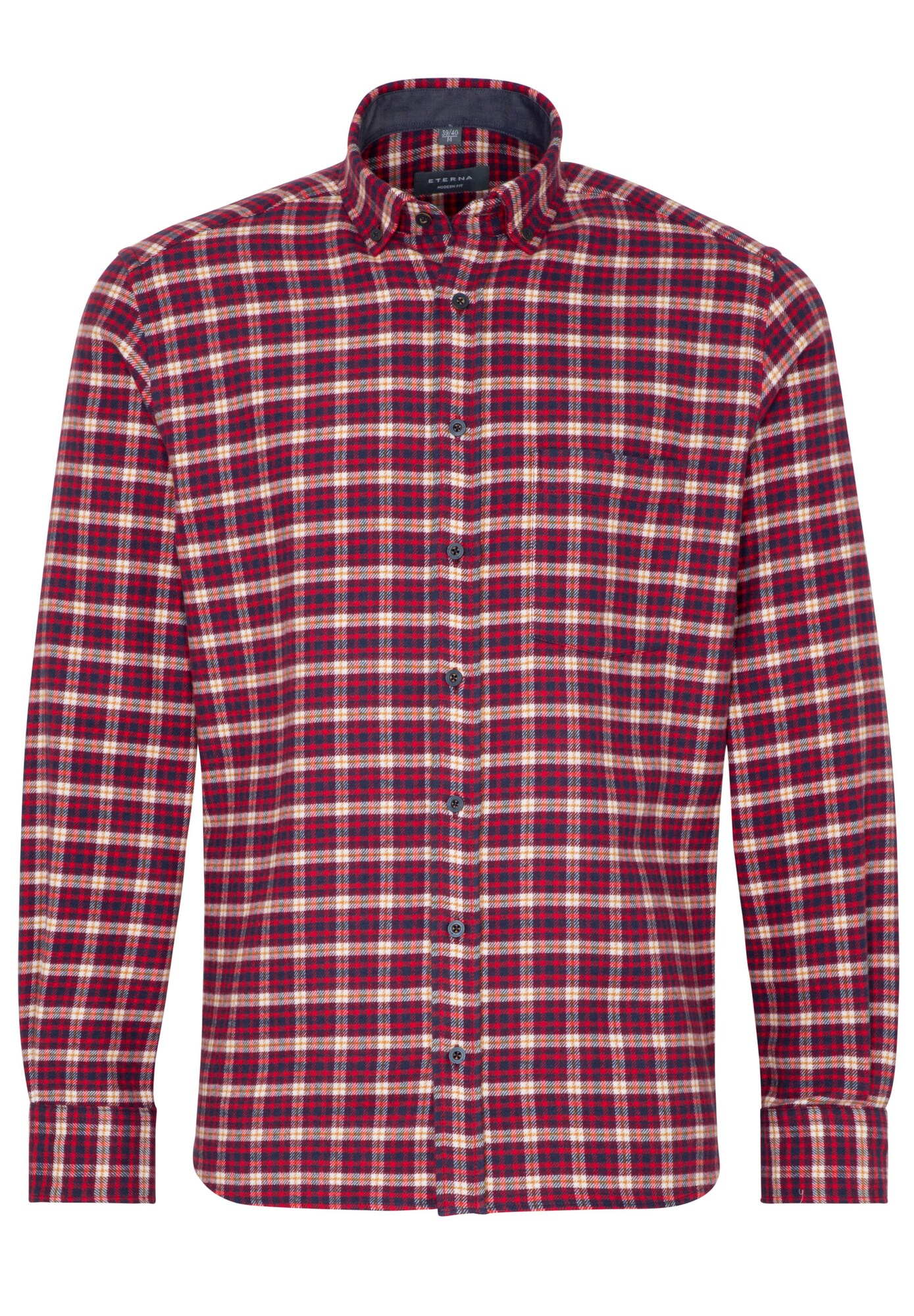 Eterna Heren Zakelijk Overhemd Lichtbeige Rood eterna kopen in de aanbieding