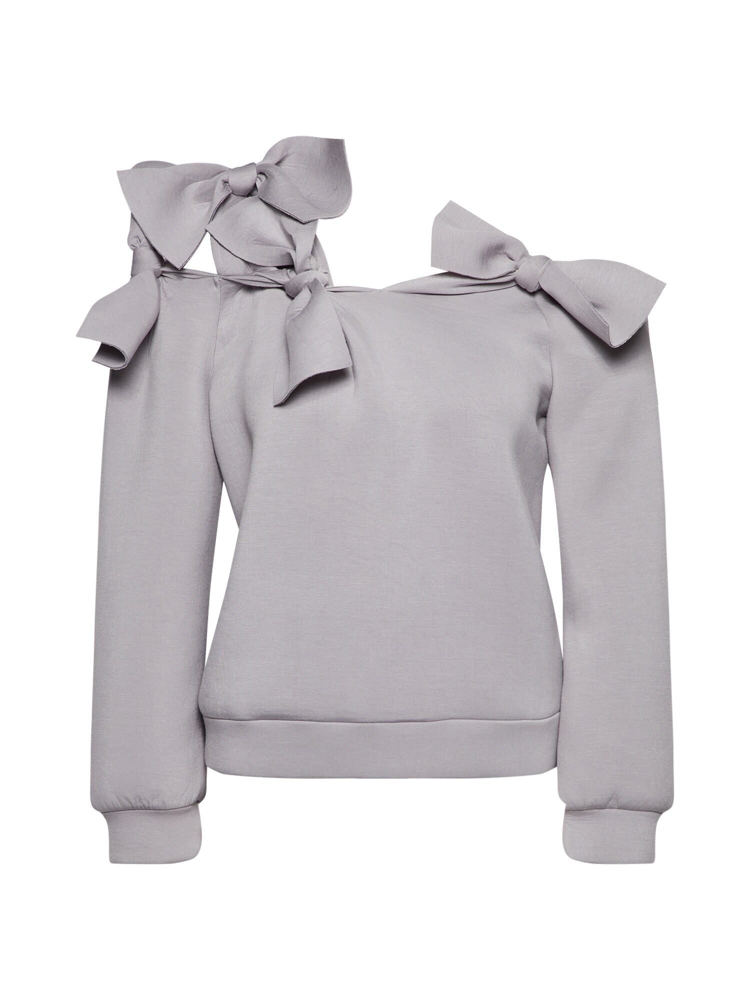 Lost Ink Dames Sweatshirt Bardot Bow Scuba Sweat Grijs lost ink kopen in de aanbieding