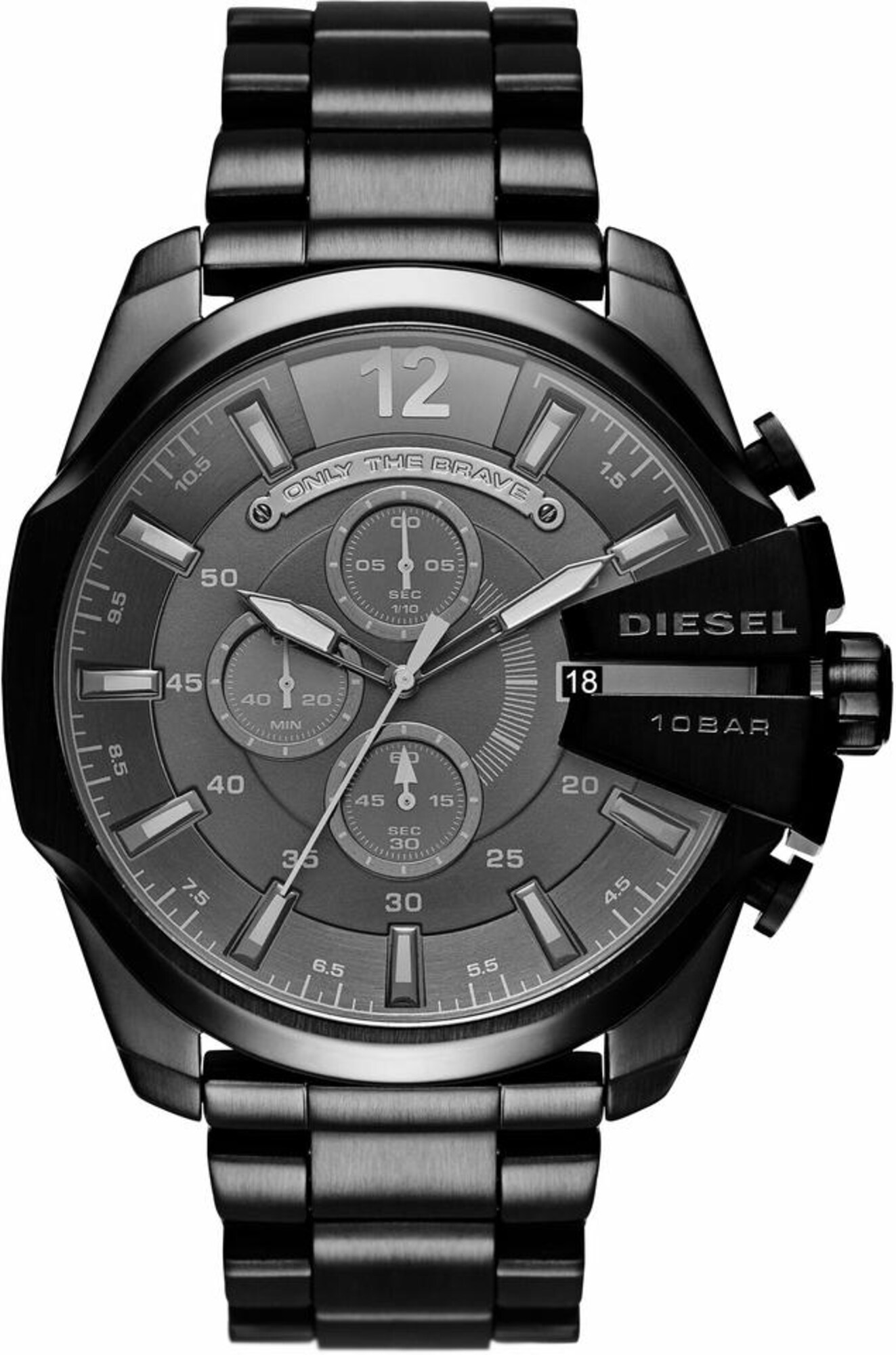 DIESEL Ceas analogic MEGA CHIEF  gri metalic / negru