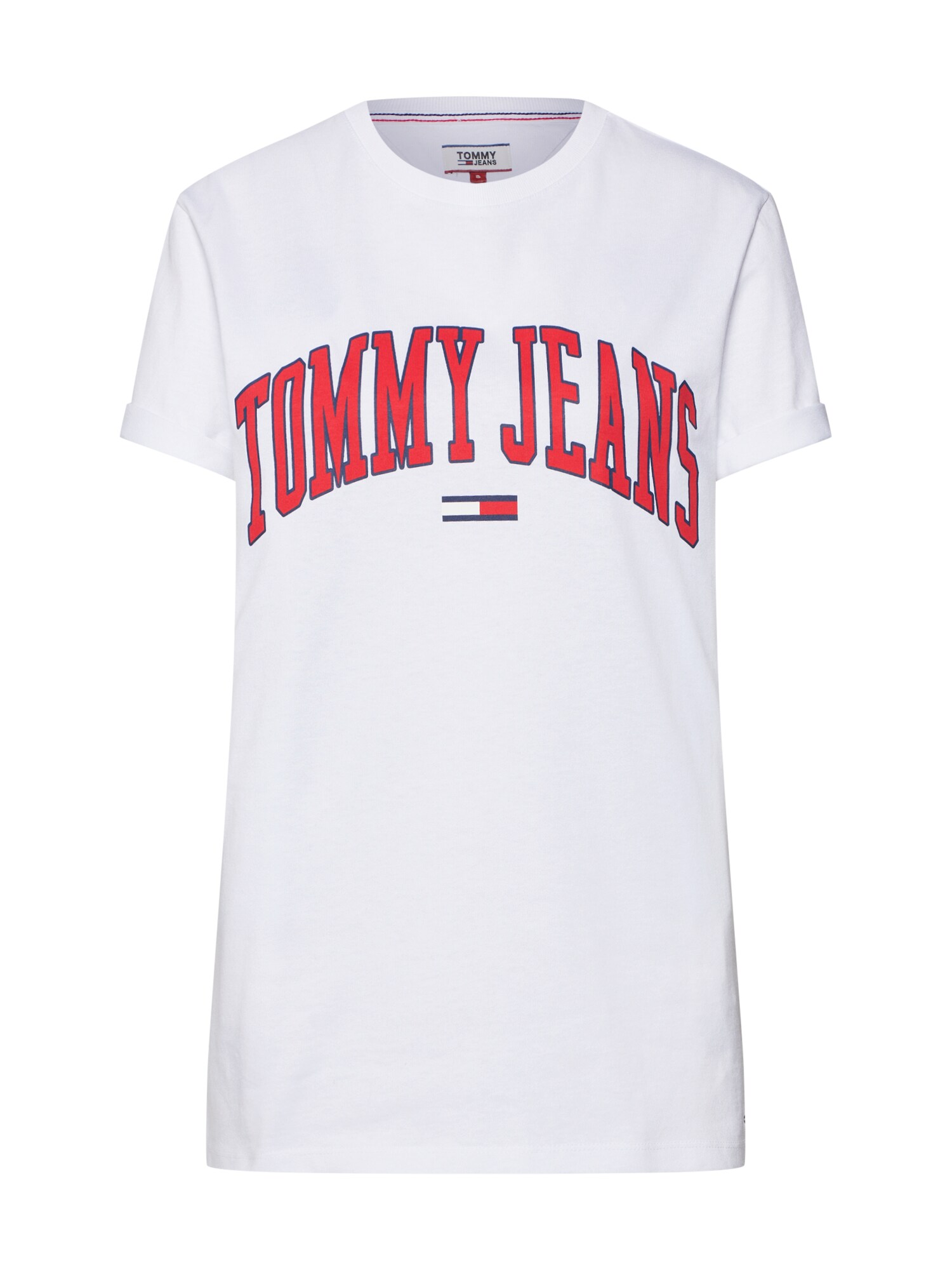 Tommy Jeans Marškinėliai 'TJW COLLEGIATE LOGO TEE'  raudona / balta