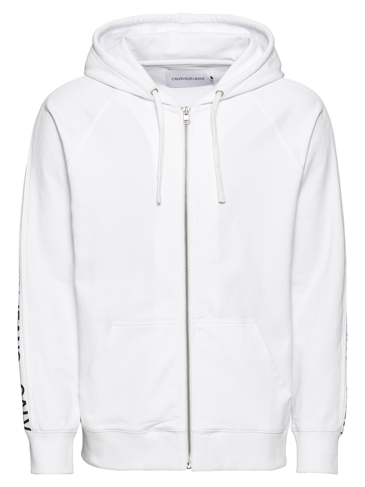 Calvin Klein Jeans Heren Sweatvest Instit Side Stripe Zip Up Zwart Wit calvin klein jeans kopen in de aanbieding